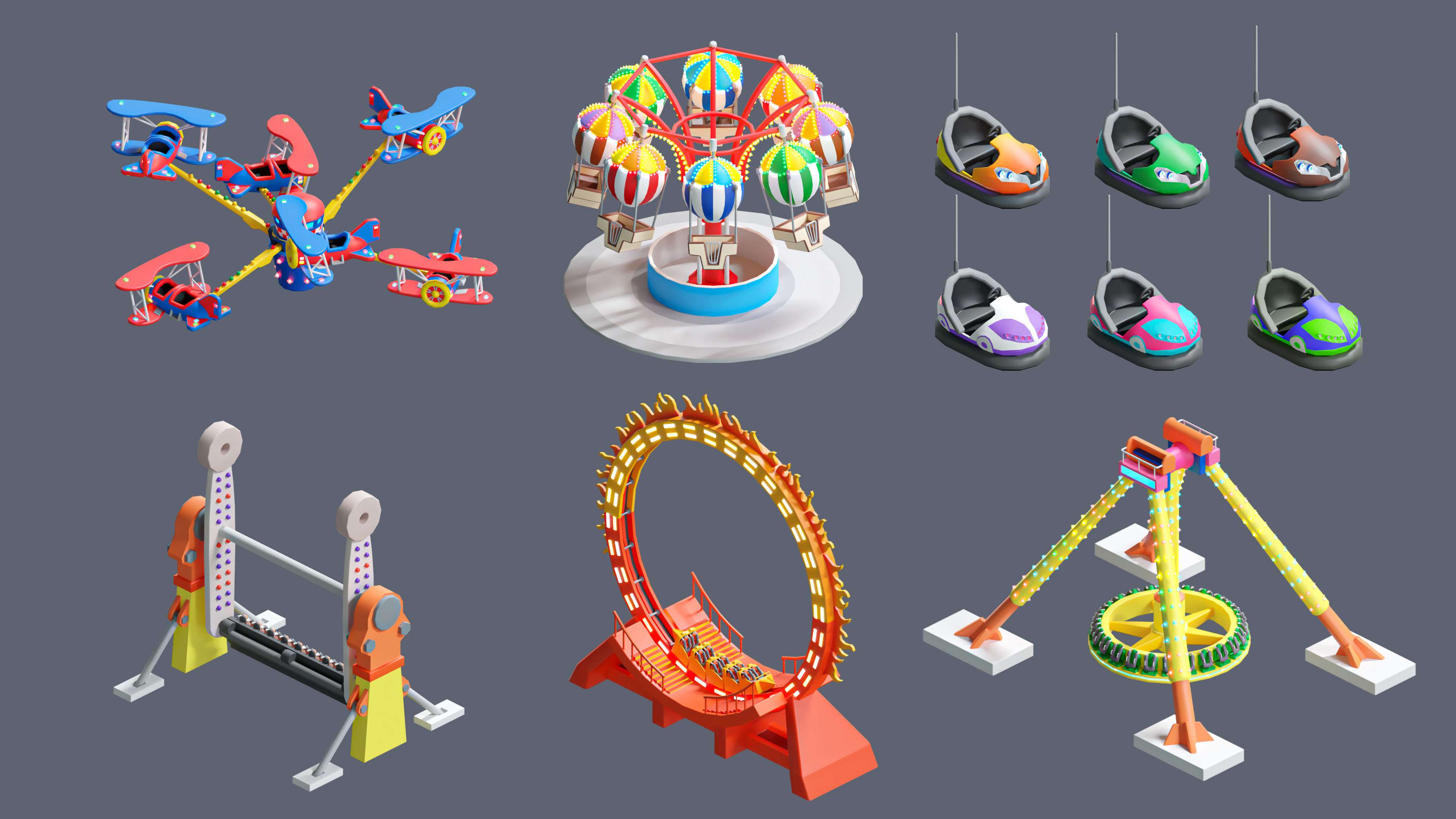 Amusement Park Low-poly 3D model_24