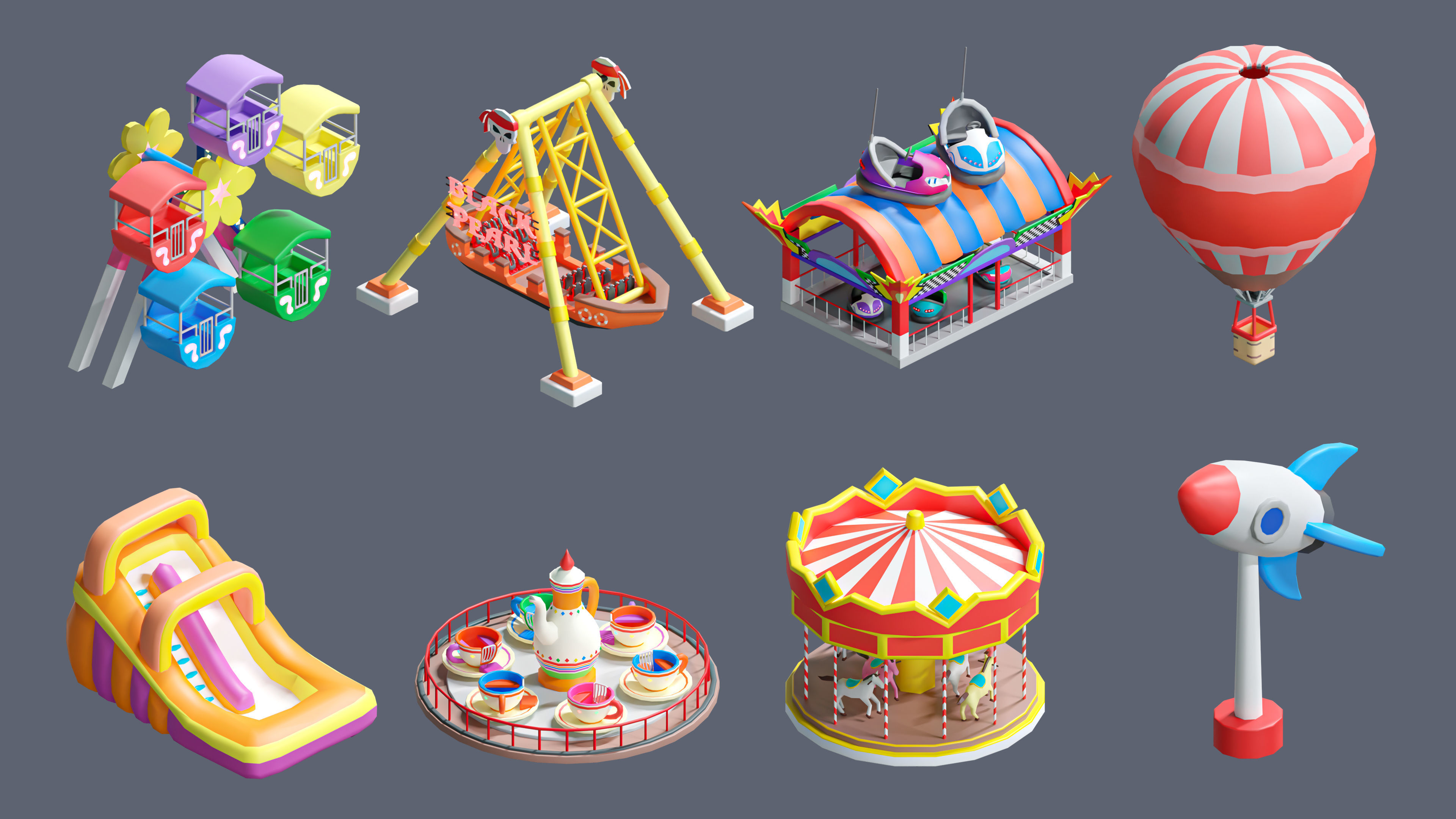 Amusement Park Low-poly 3D model_25