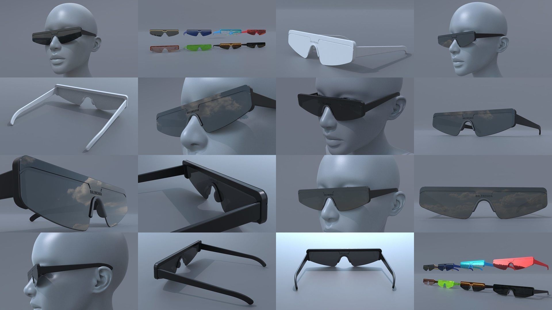 Sci fi glasses and helmet pack x17 3D Model Collection_3
