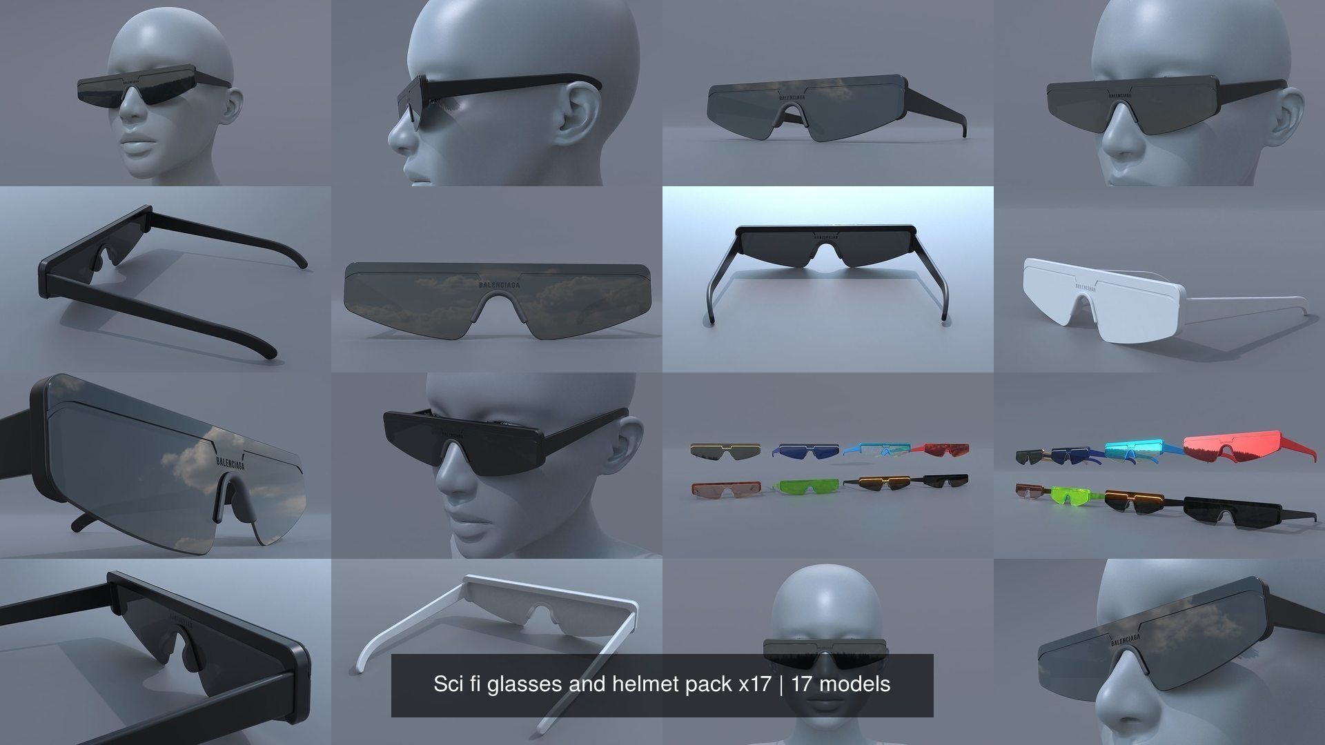 Sci fi glasses and helmet pack x17 3D Model Collection_2
