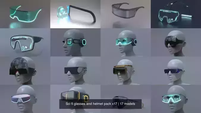 Sci fi glasses and helmet pack x17