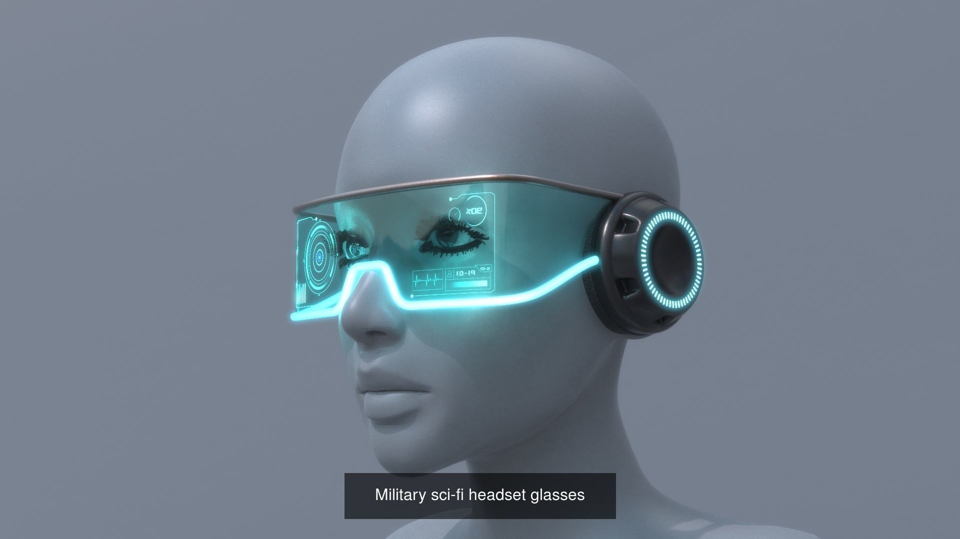 Military sci-fi helmet glasses and VR pack x4 3D Model Collection_4