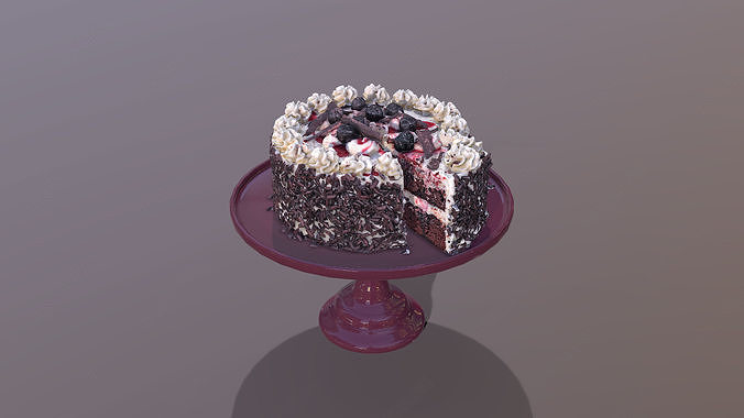 Sliced Black Forest Gateau Low-poly 3D model