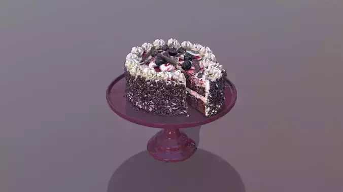 Sliced Black Forest Gateau Low-poly 3D model