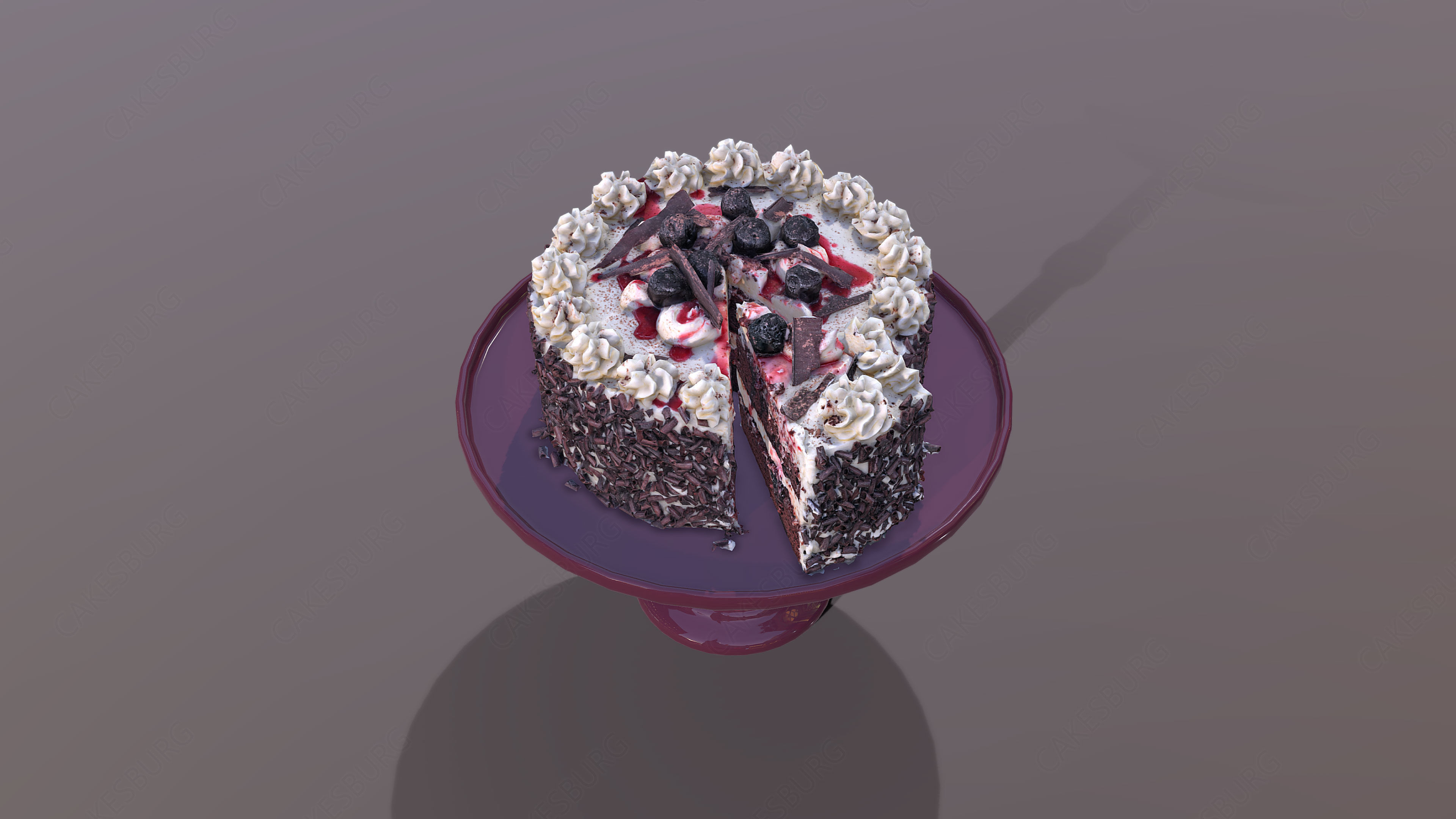 Sliced Black Forest Gateau Low-poly 3D model_3