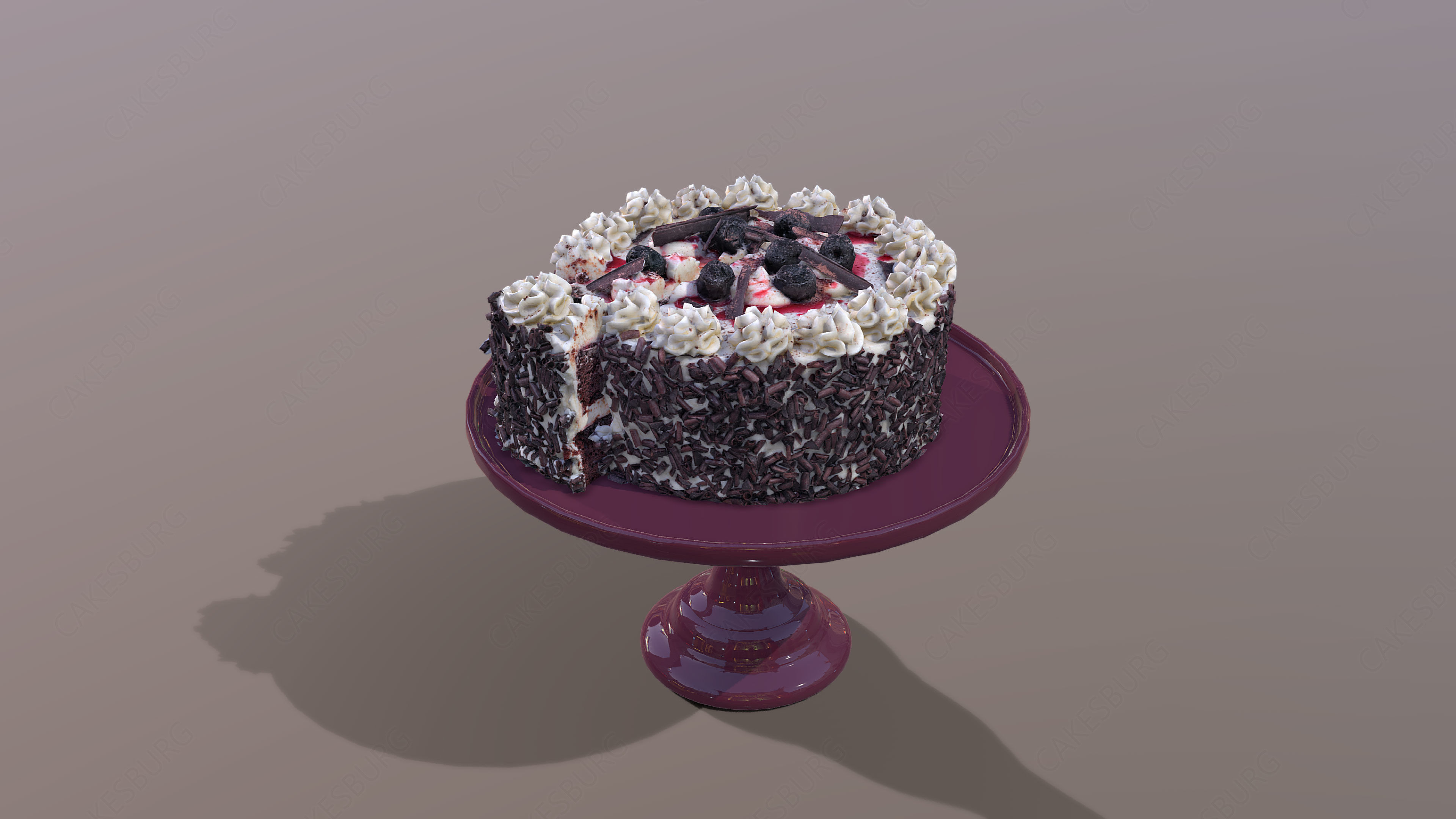 Sliced Black Forest Gateau Low-poly 3D model_2