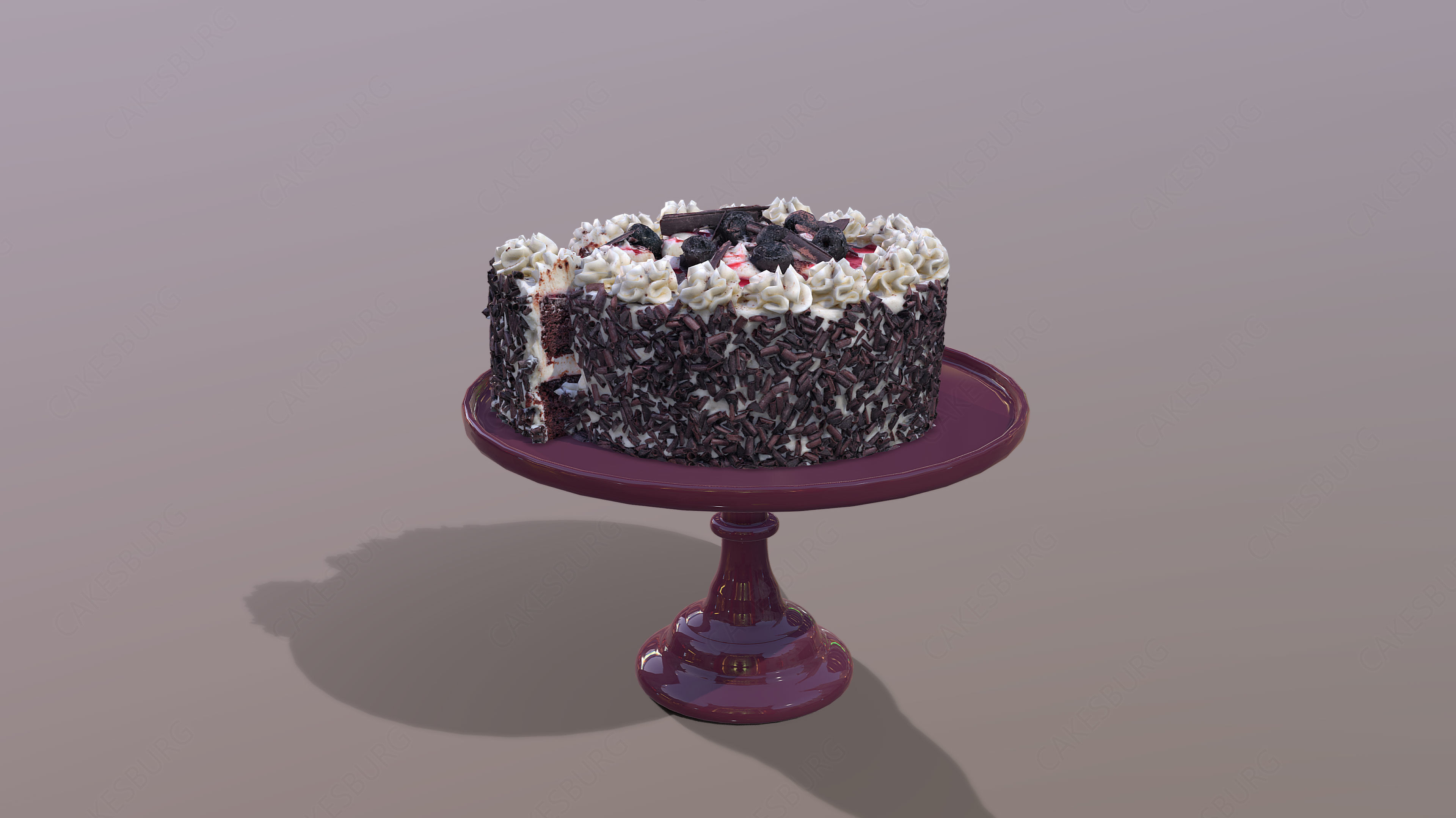 Sliced Black Forest Gateau Low-poly 3D model_4