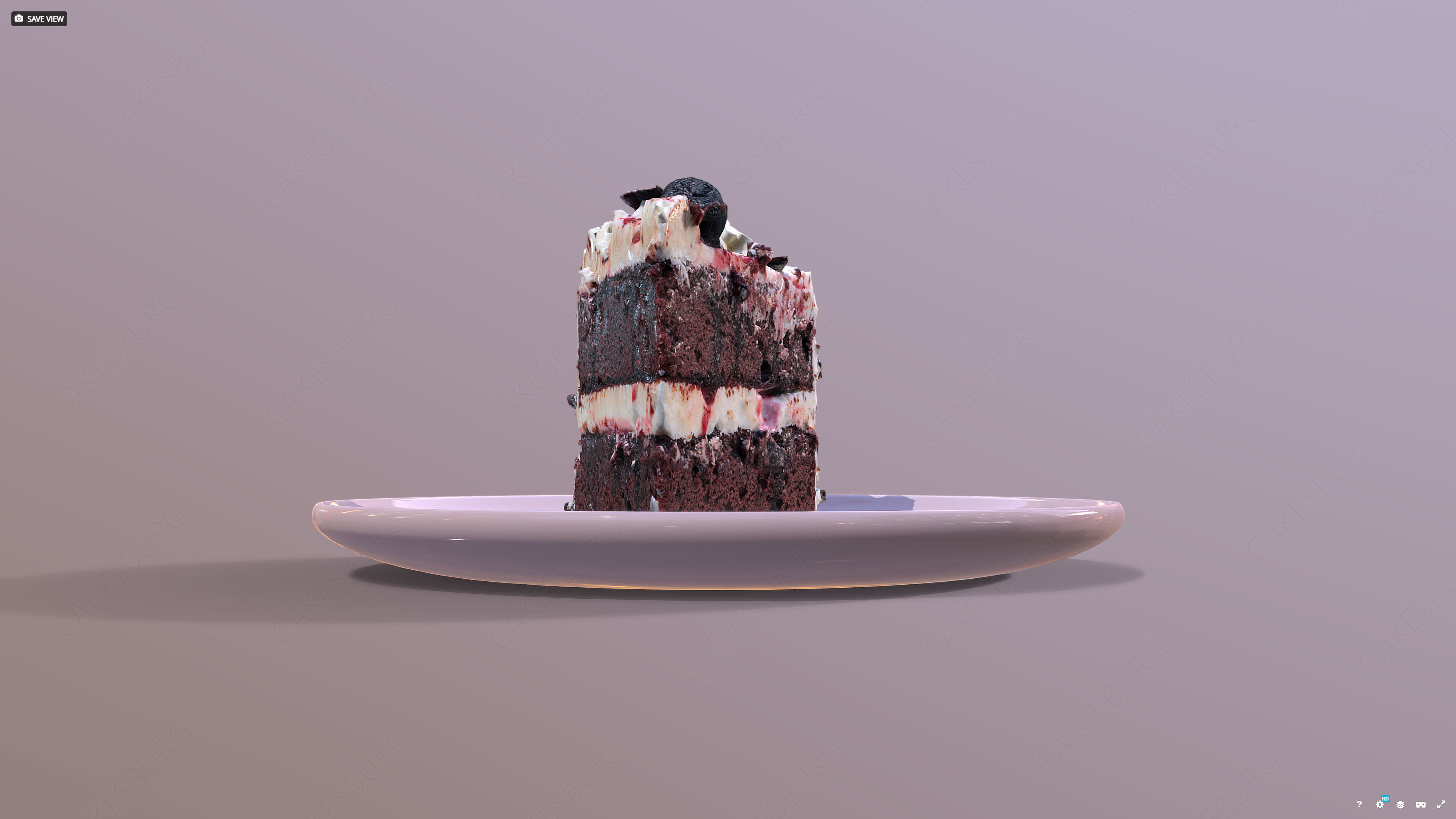 A Slice Of Black Forest Gateau Low-poly 3D model_3