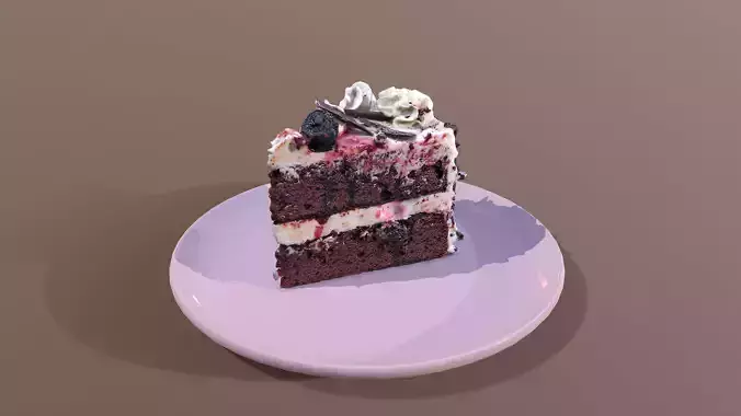 A Slice Of Black Forest Gateau Low-poly 3D model