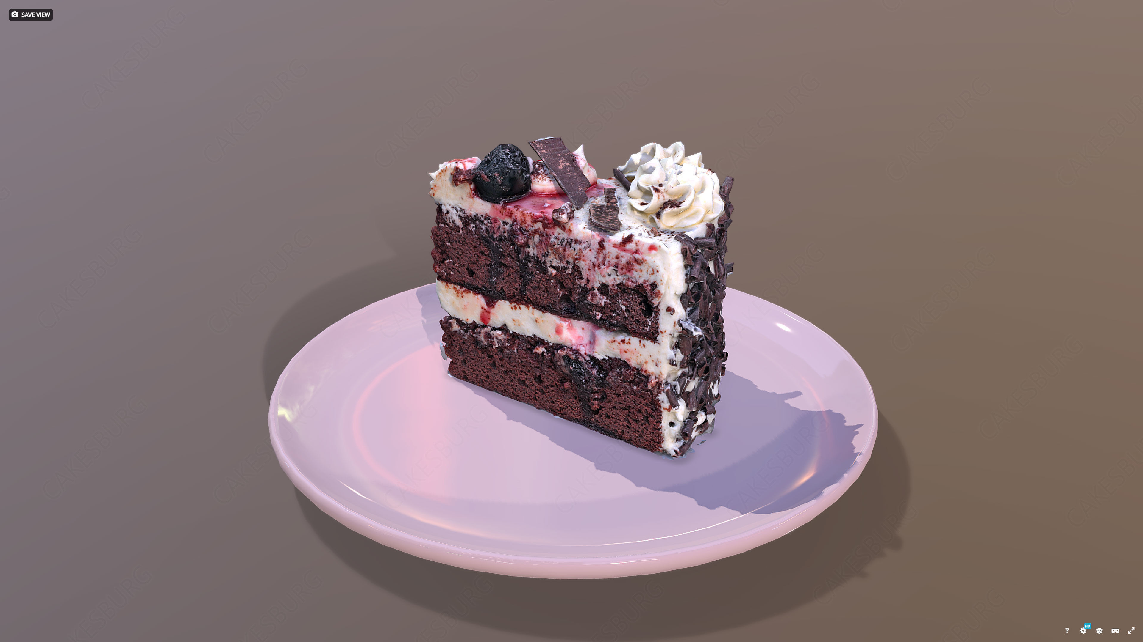 A Slice Of Black Forest Gateau Low-poly 3D model_1