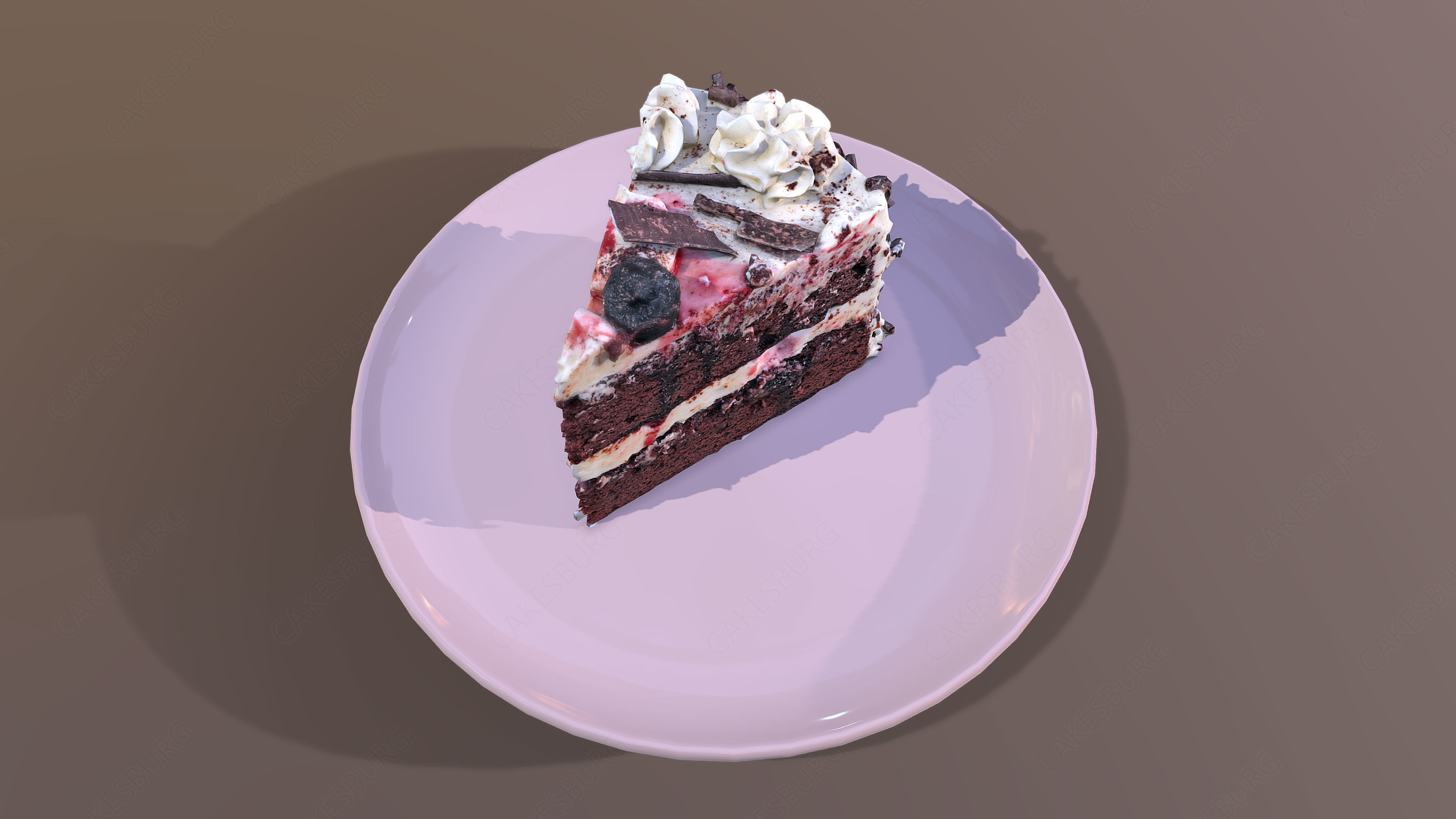 A Slice Of Black Forest Gateau Low-poly 3D model_4