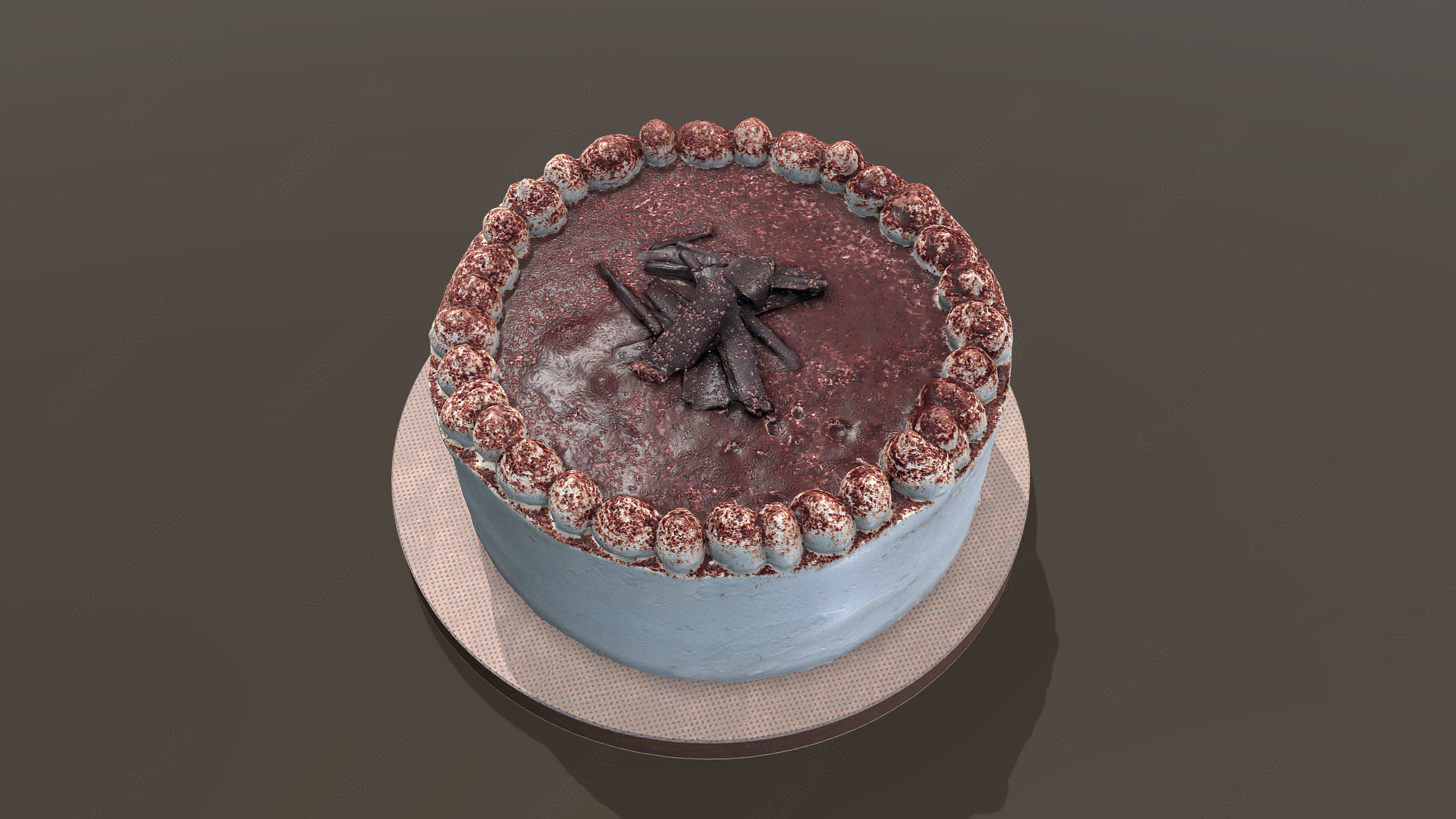 Tiramisu Cake Low-poly 3D model_3