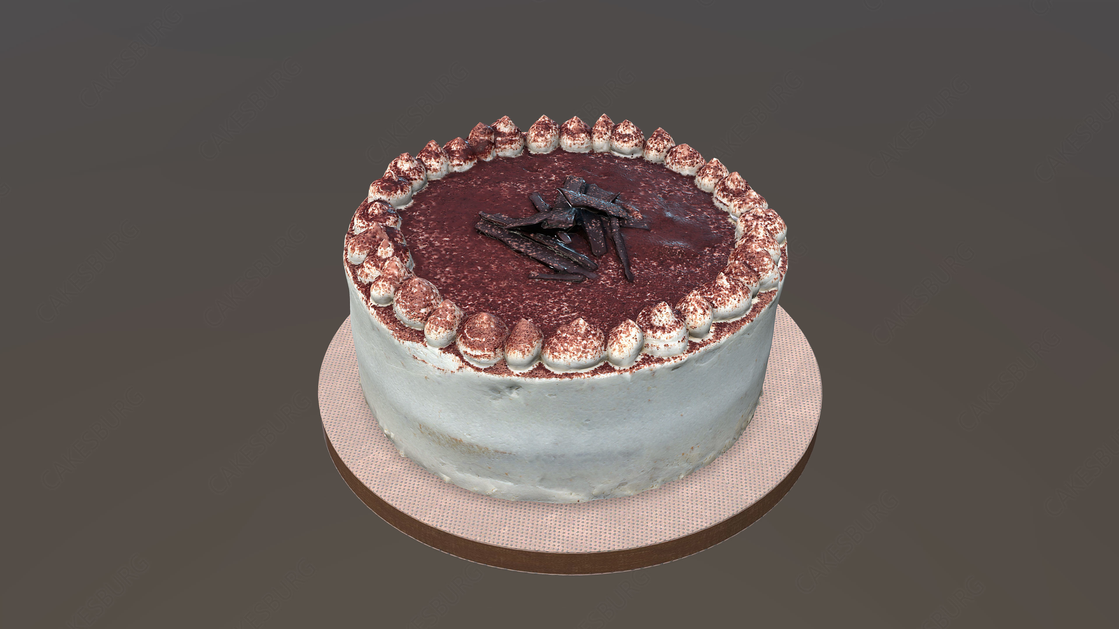Tiramisu Cake Low-poly 3D model_4