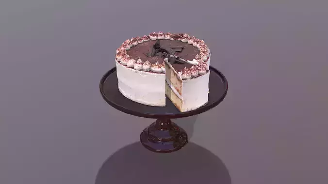 Sliced Tiramisu Cake Low-poly 3D model