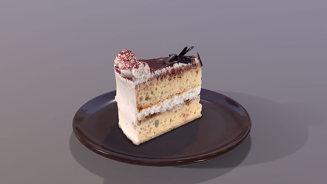 A Slice Of Tiramisu Cake Low-poly 3D model