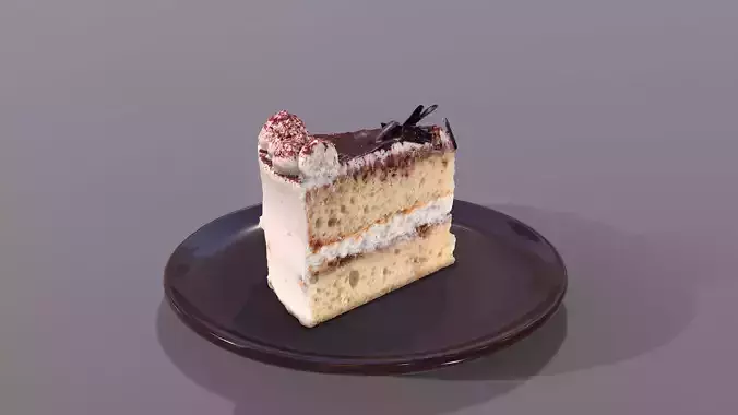 A Slice Of Tiramisu Cake Low-poly 3D model