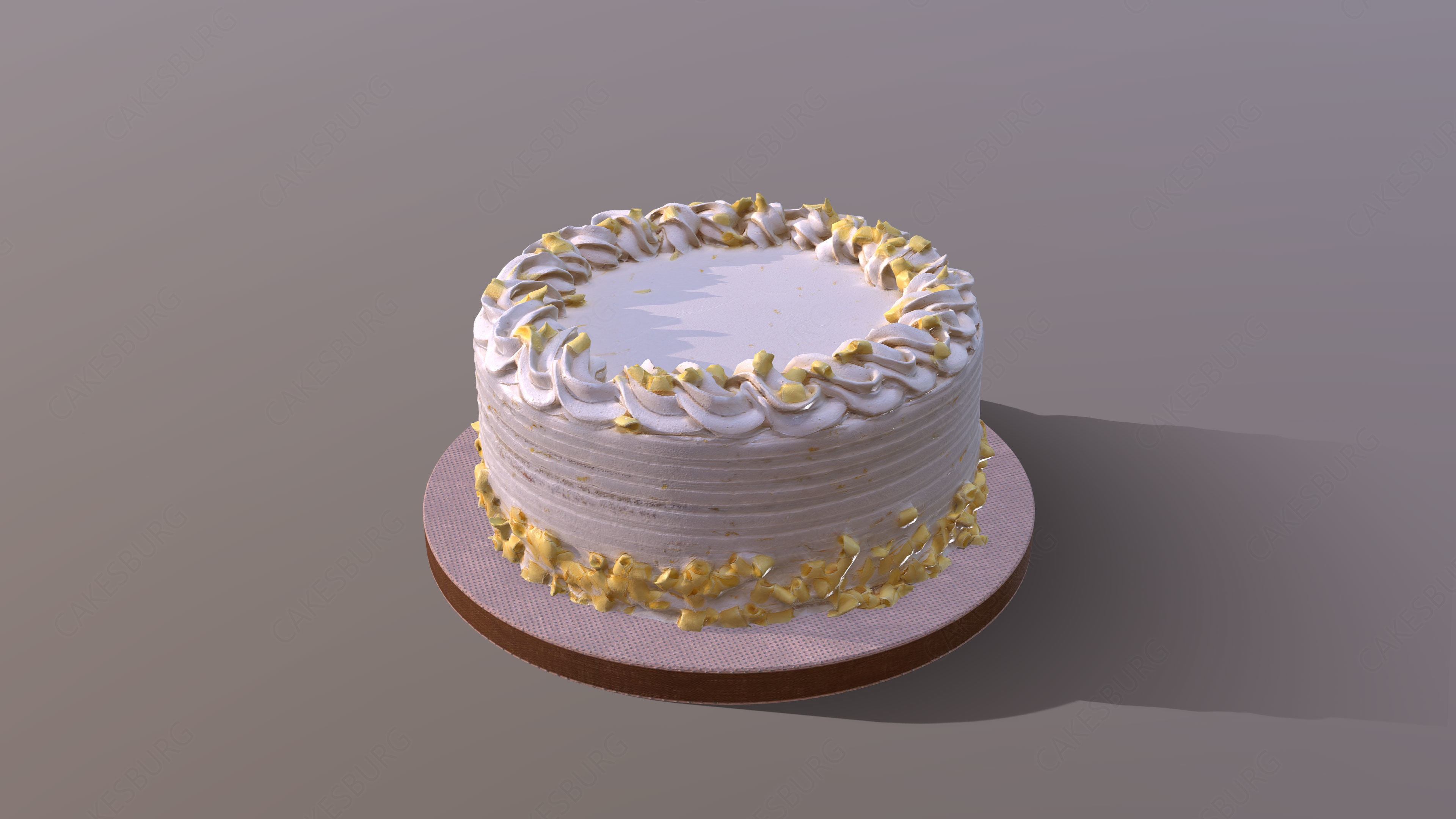 Lemon Drizzle Cake Low-poly 3D model_1