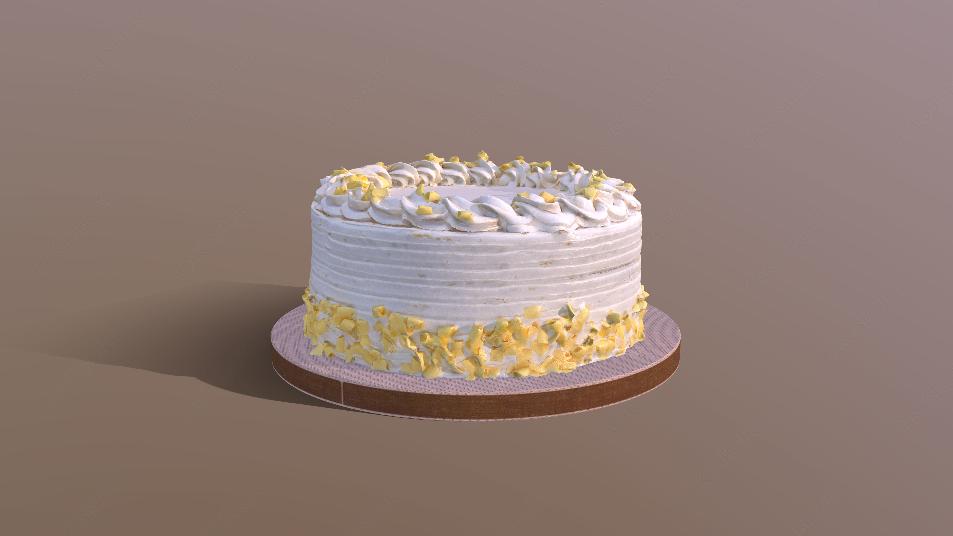 Lemon Drizzle Cake Low-poly 3D model_4