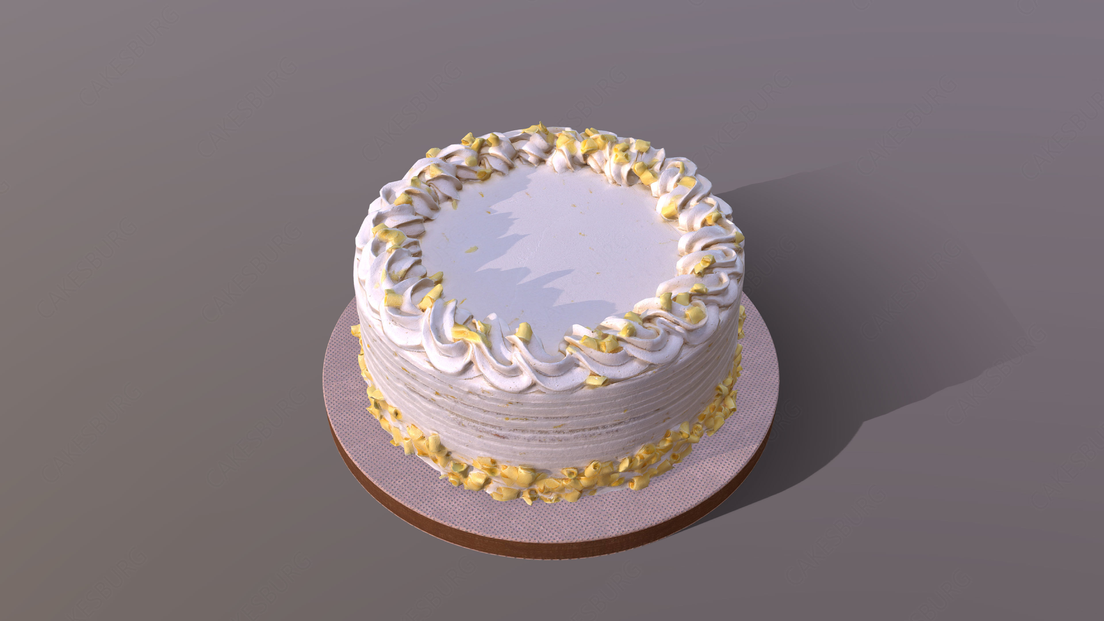 Lemon Drizzle Cake Low-poly 3D model_3