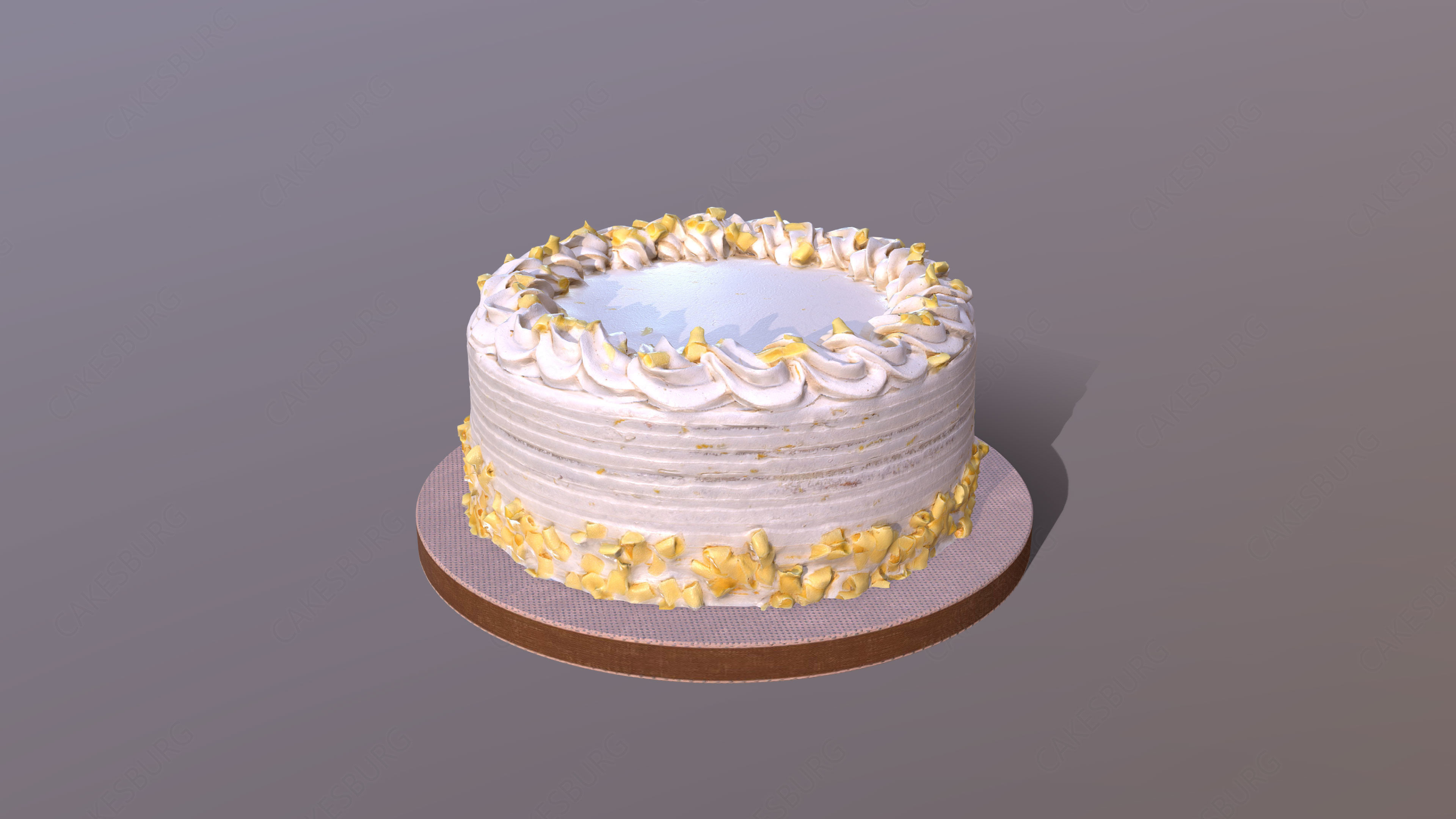 Lemon Drizzle Cake Low-poly 3D model_2