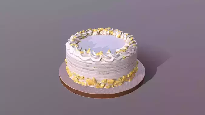 Lemon Drizzle Cake Low-poly 3D model
