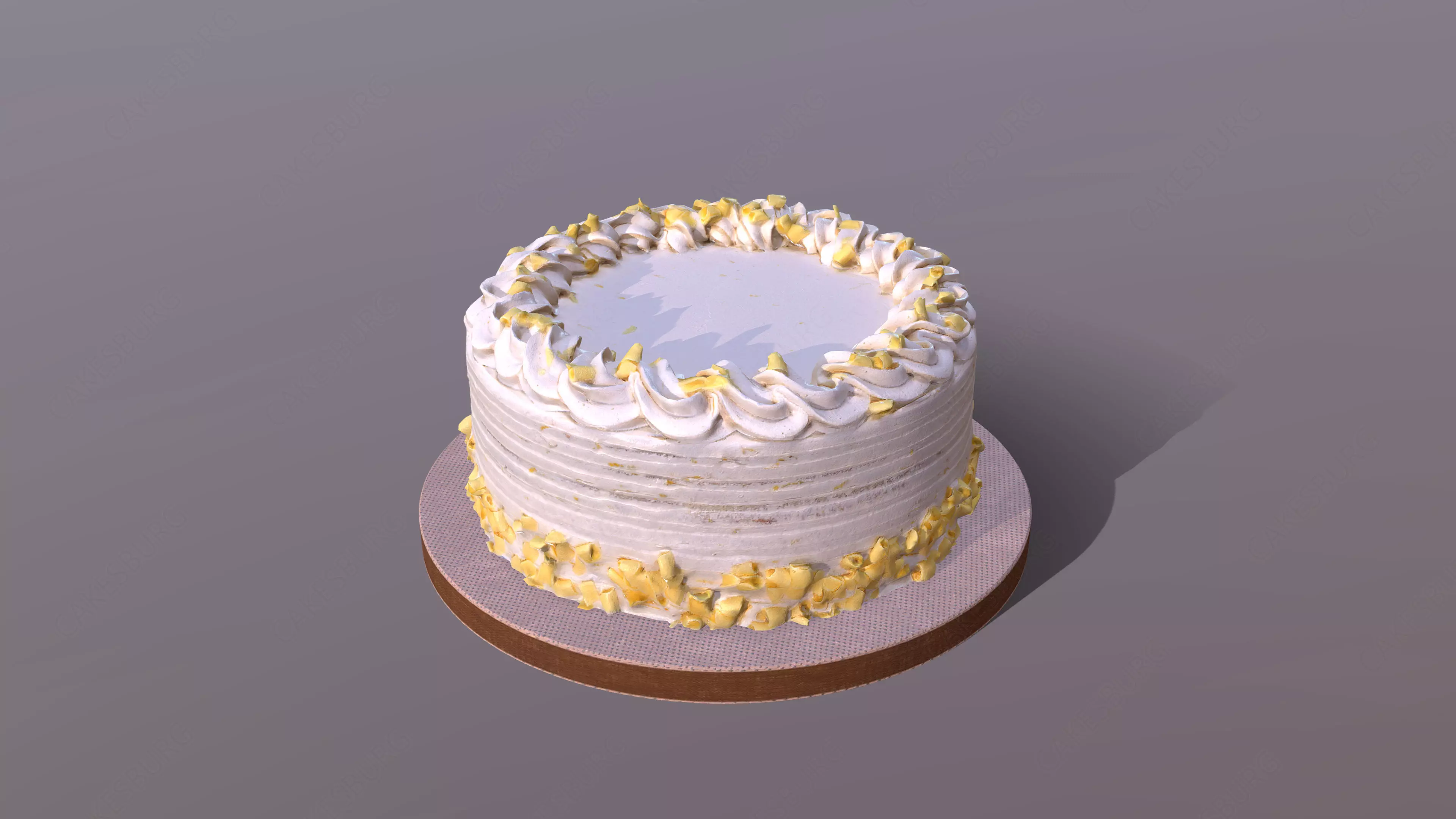 Lemon Drizzle Cake Low-poly 3D model_0