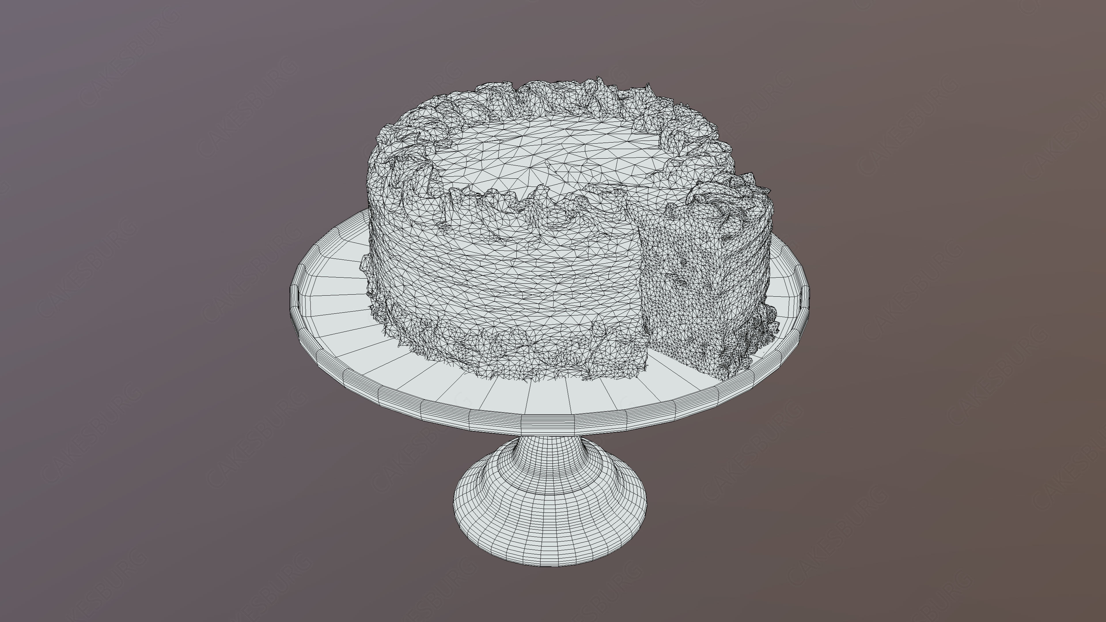 Sliced Lemon Drizzle Cake Low-poly 3D model_5