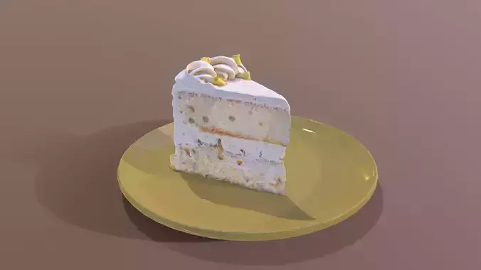 A Slice of Lemon Drizzle Cake Low-poly 3D model