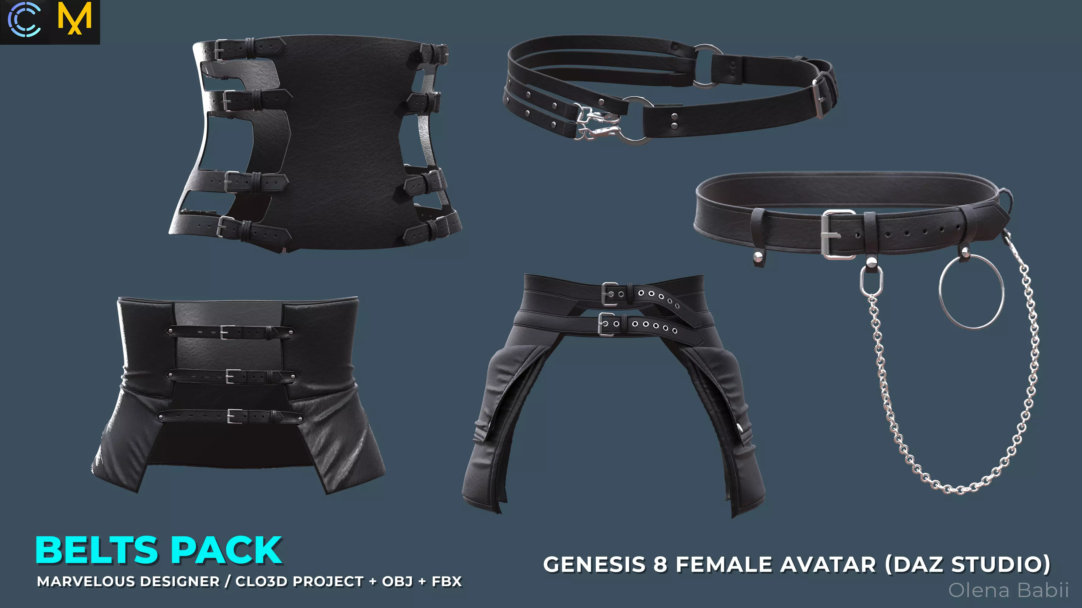 Belts pack 3D model