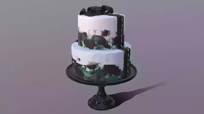 Elegant Silky Turquoise Wedding Cake Low-poly 3D model