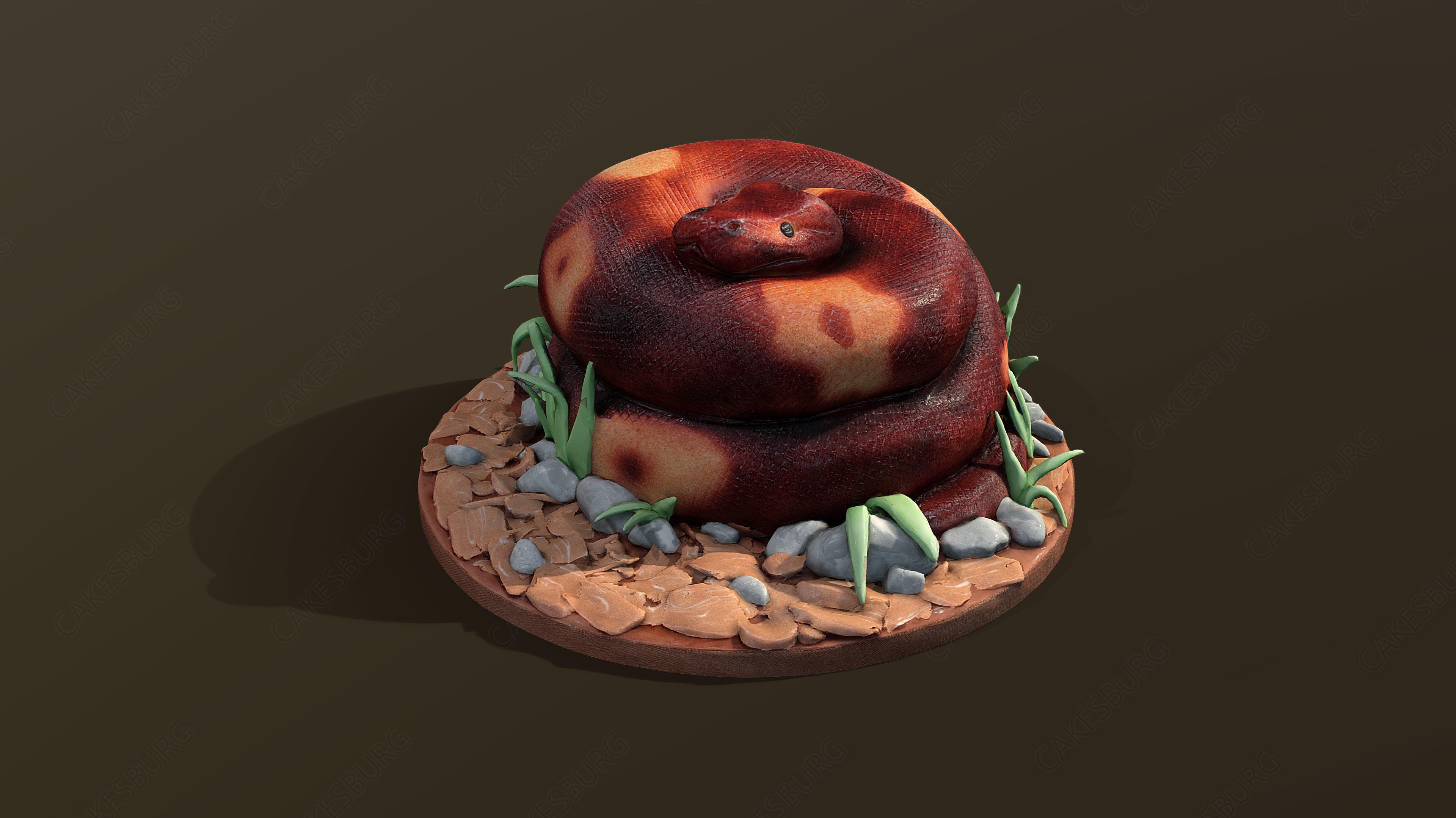 Python Snake Cake Low-poly 3D model_2