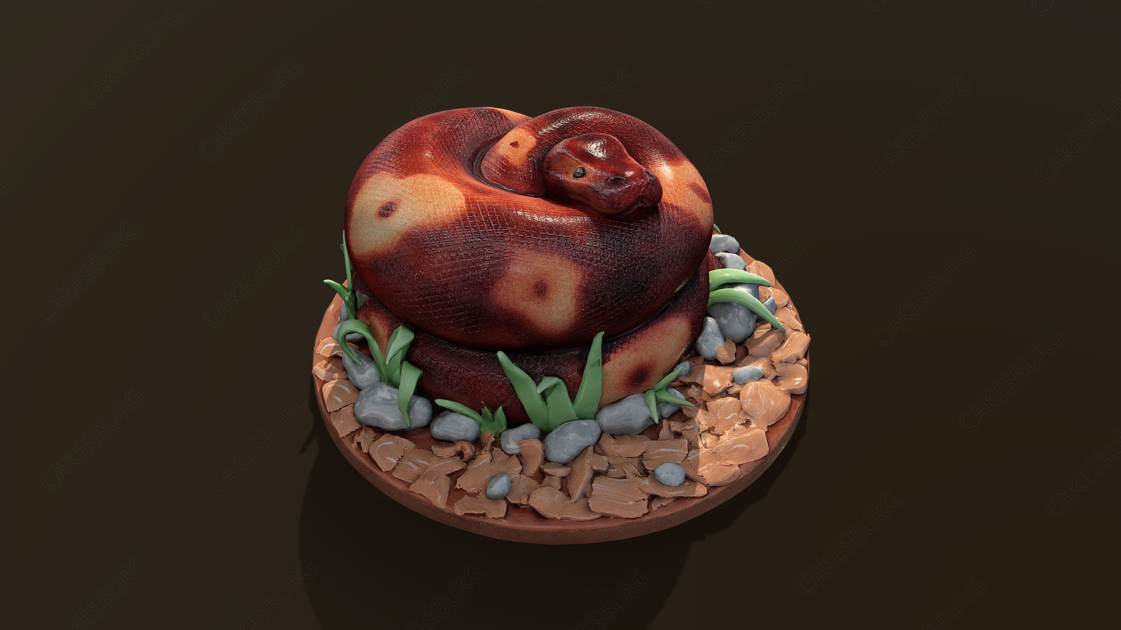 Python Snake Cake Low-poly 3D model_1