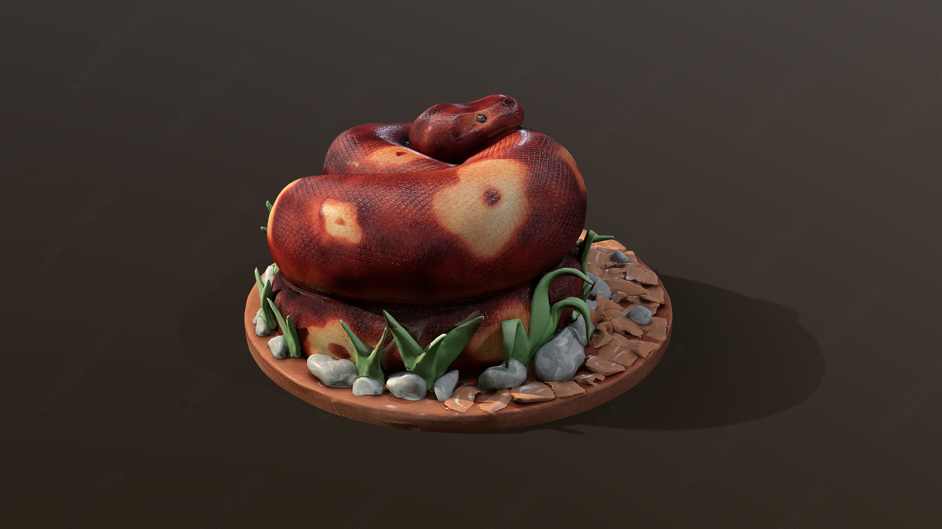 Python Snake Cake Low-poly 3D model_4