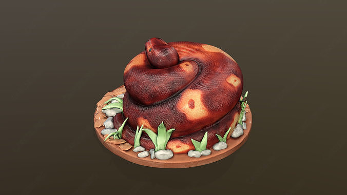 Python Snake Cake Low-poly 3D model