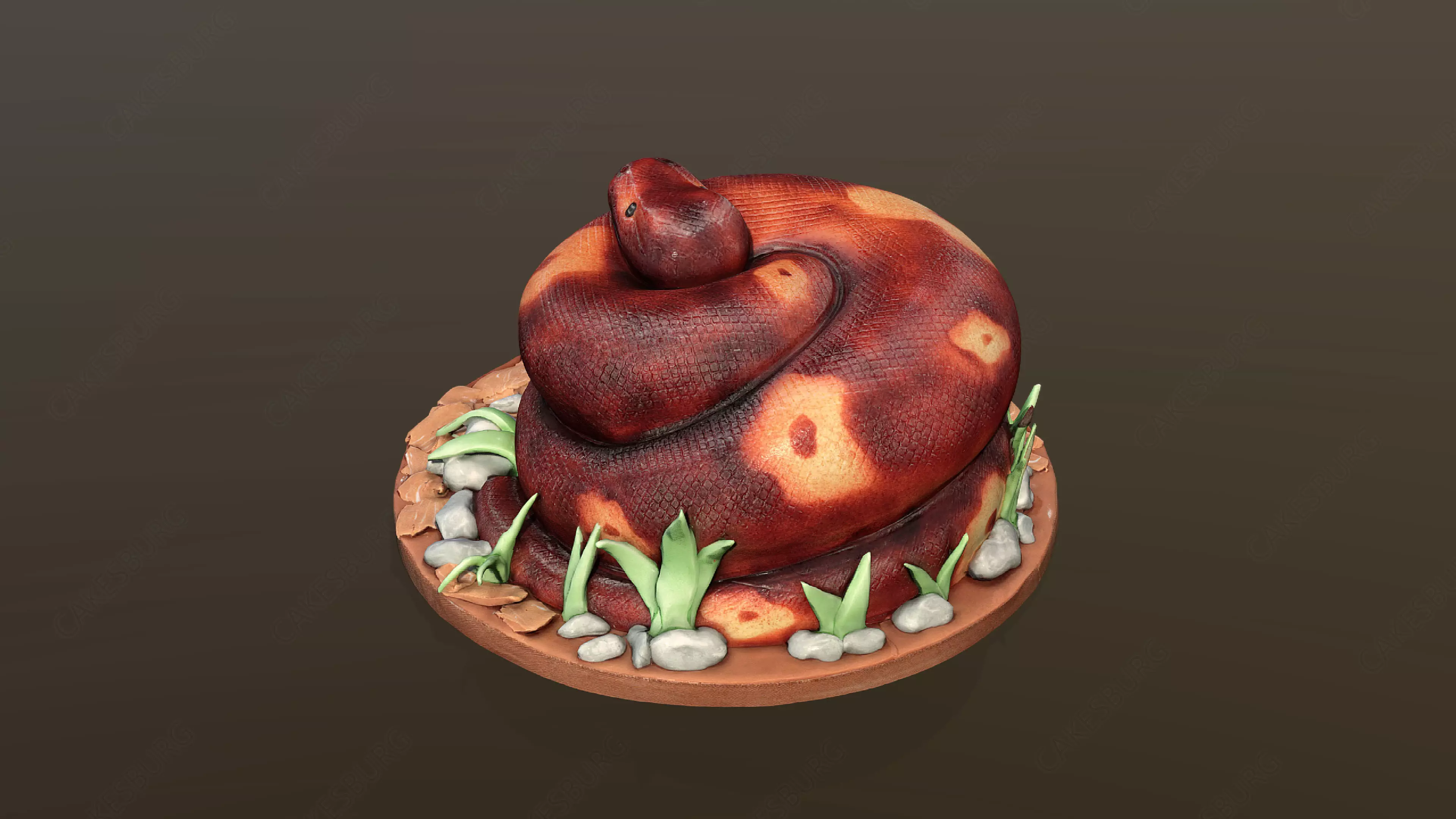 Python Snake Cake Low-poly 3D model_0
