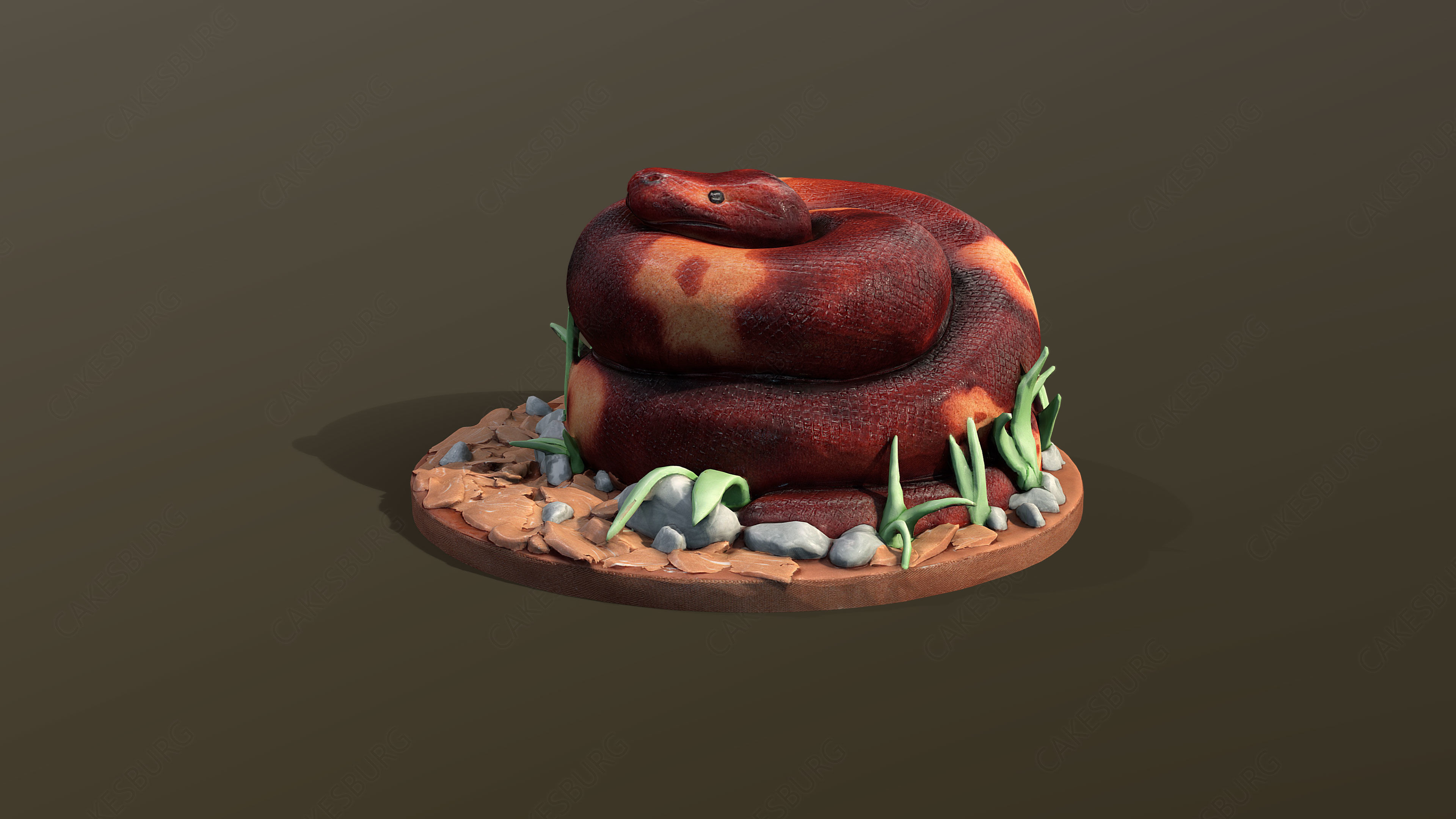 Python Snake Cake Low-poly 3D model_3