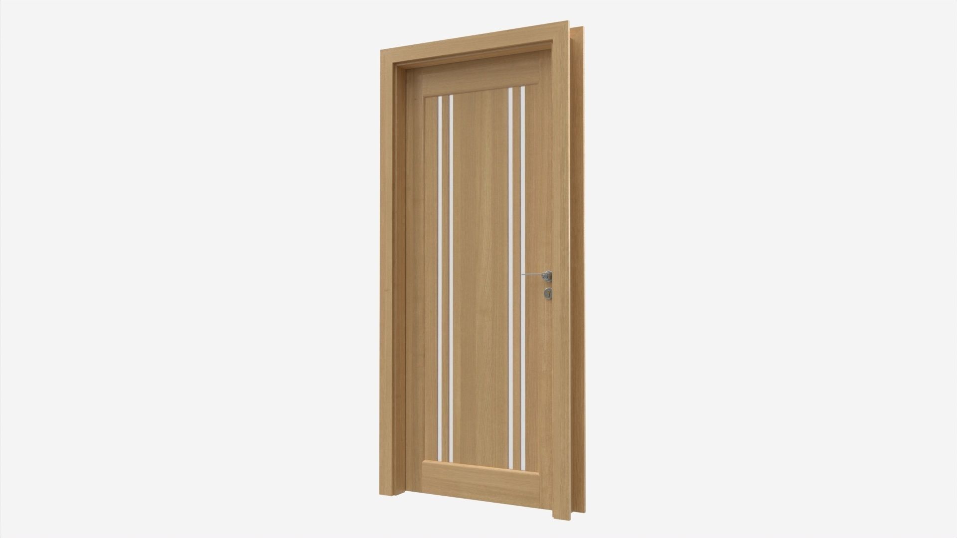 Modern Wooden Interior Door with Furniture 001 3D model_2