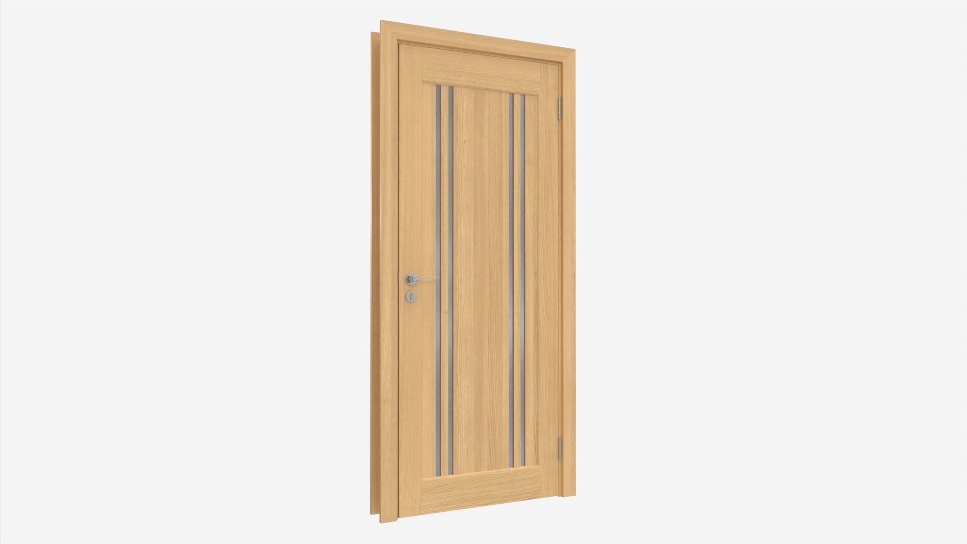 Modern Wooden Interior Door with Furniture 001 3D model_1