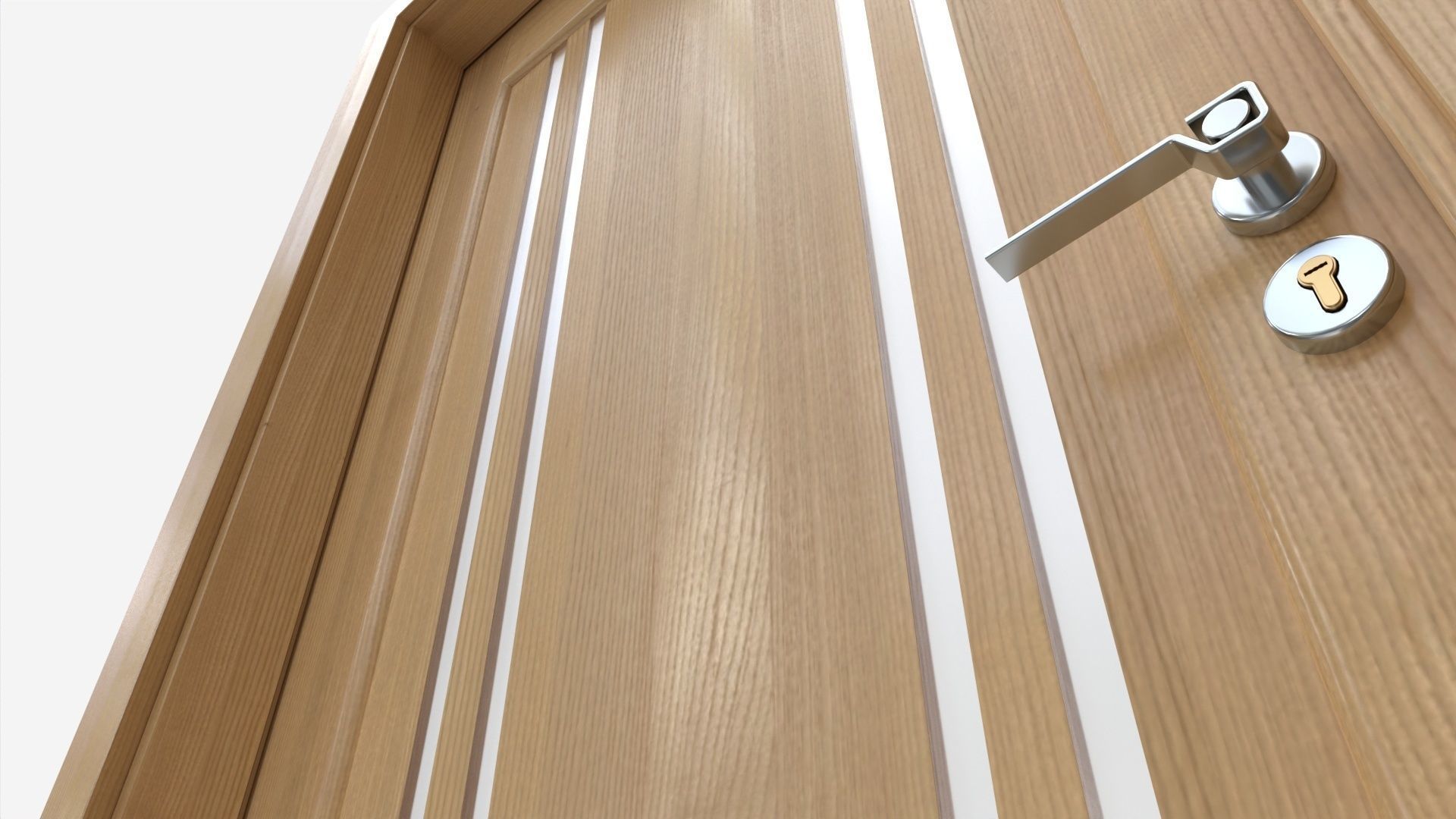 Modern Wooden Interior Door with Furniture 001 3D model_4