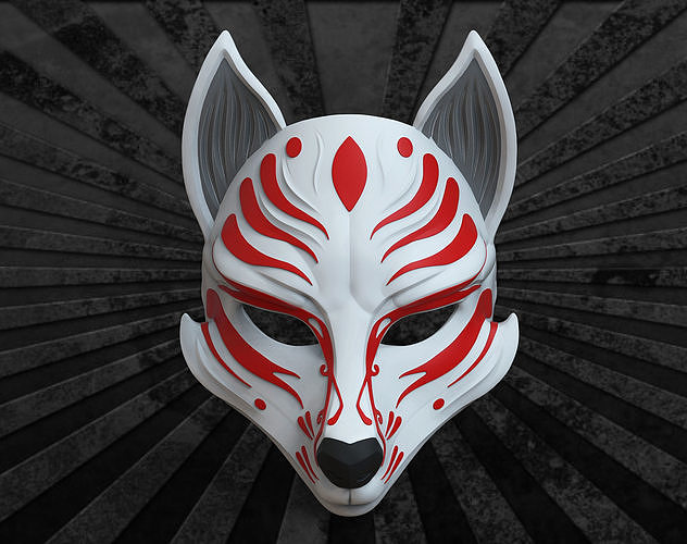 Kitsune Mask  Anime Mask  3D print model