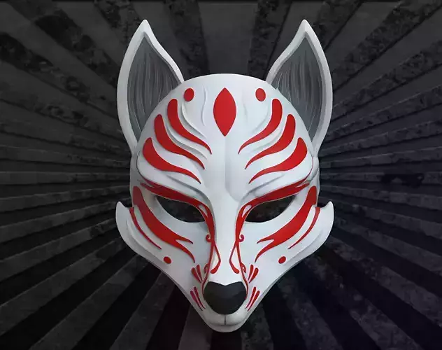 Kitsune Mask  Anime Mask  3D print model
