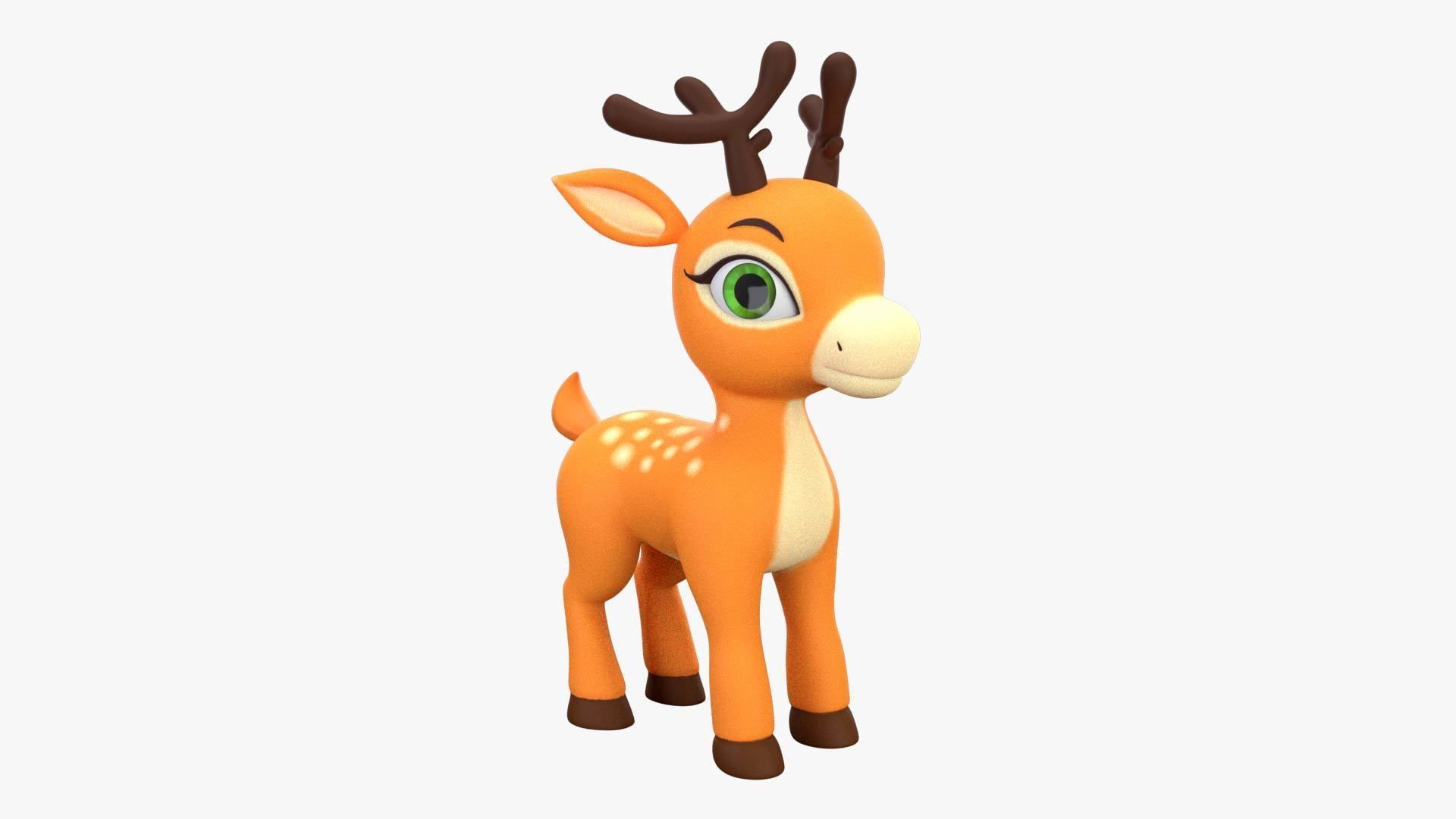 Cartoon Deer Low-poly 3D model_5
