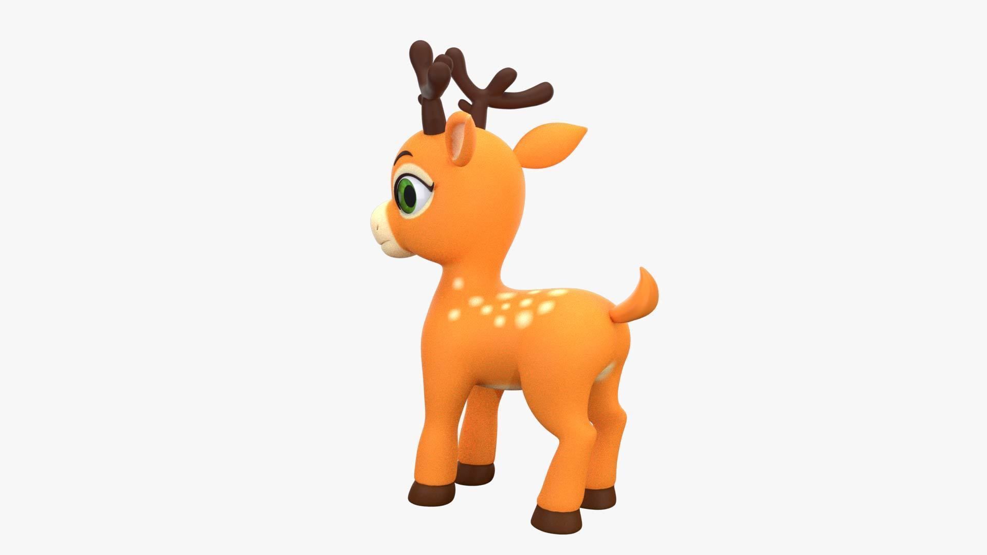 Cartoon Deer Low-poly 3D model_6