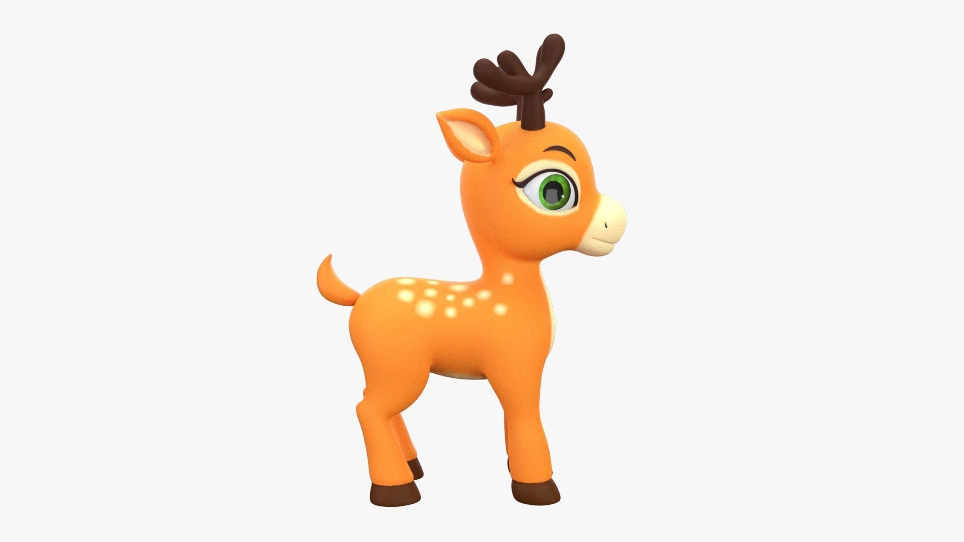 Cartoon Deer Low-poly 3D model_2