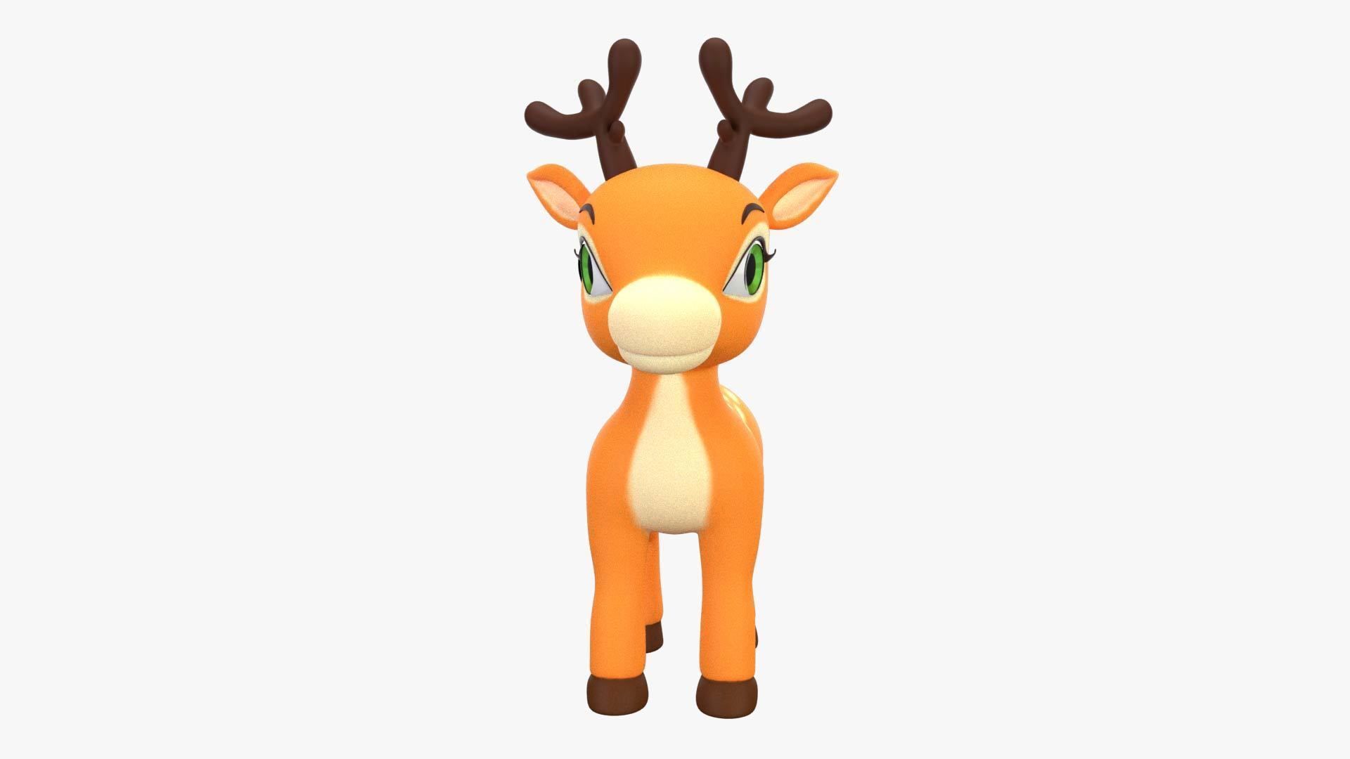 Cartoon Deer Low-poly 3D model_1