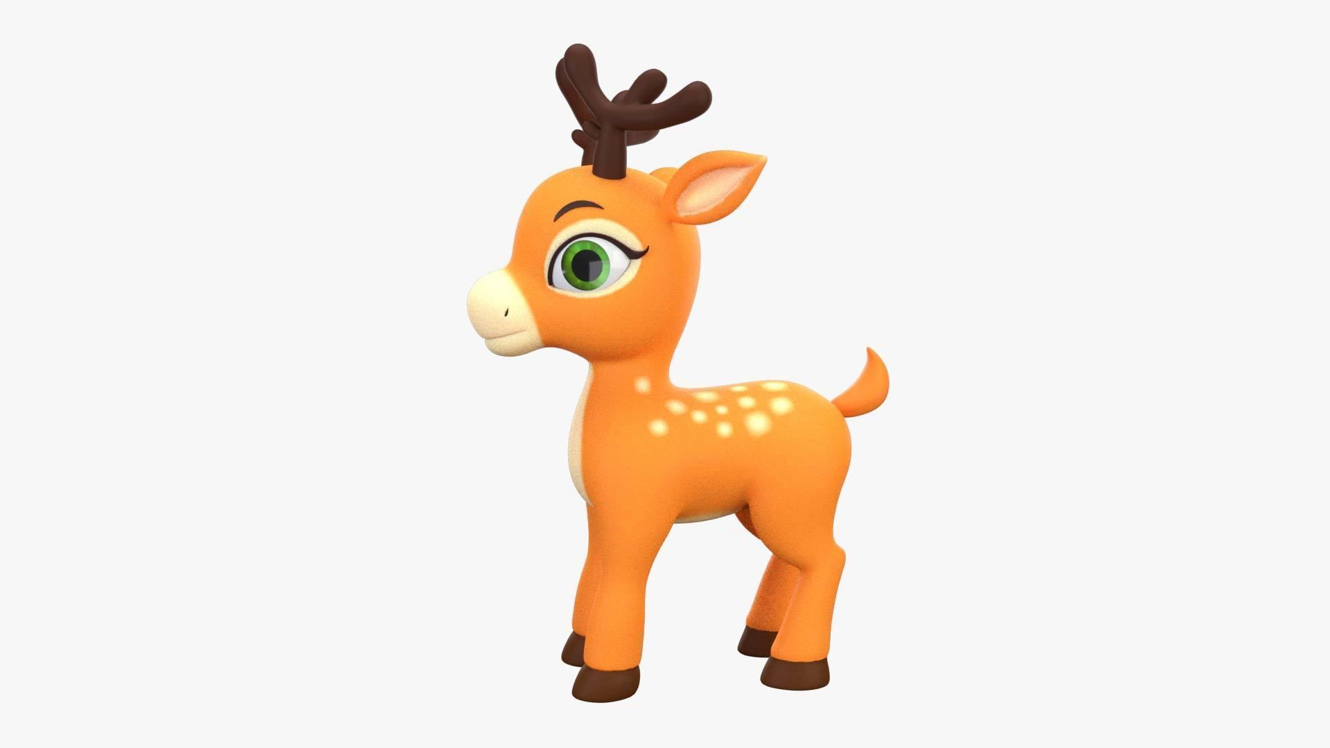 Cartoon Deer Low-poly 3D model_7