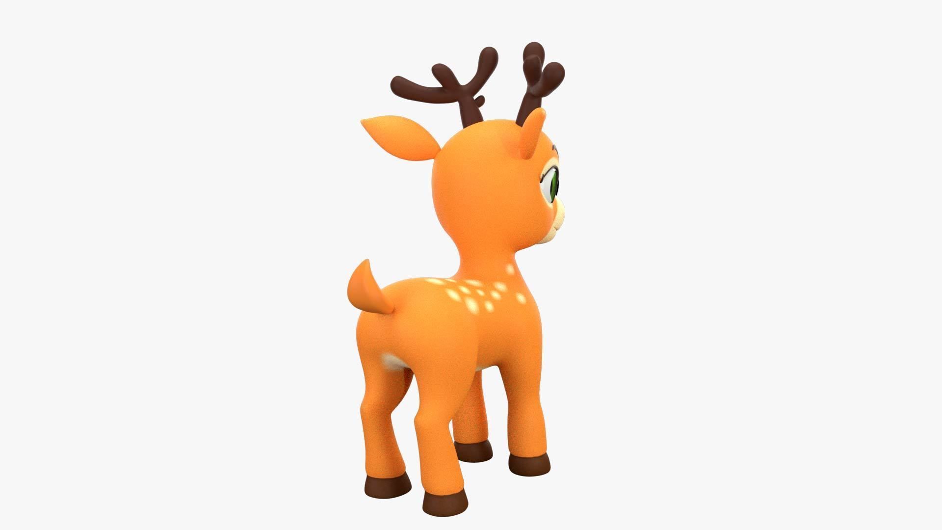 Cartoon Deer Low-poly 3D model_3