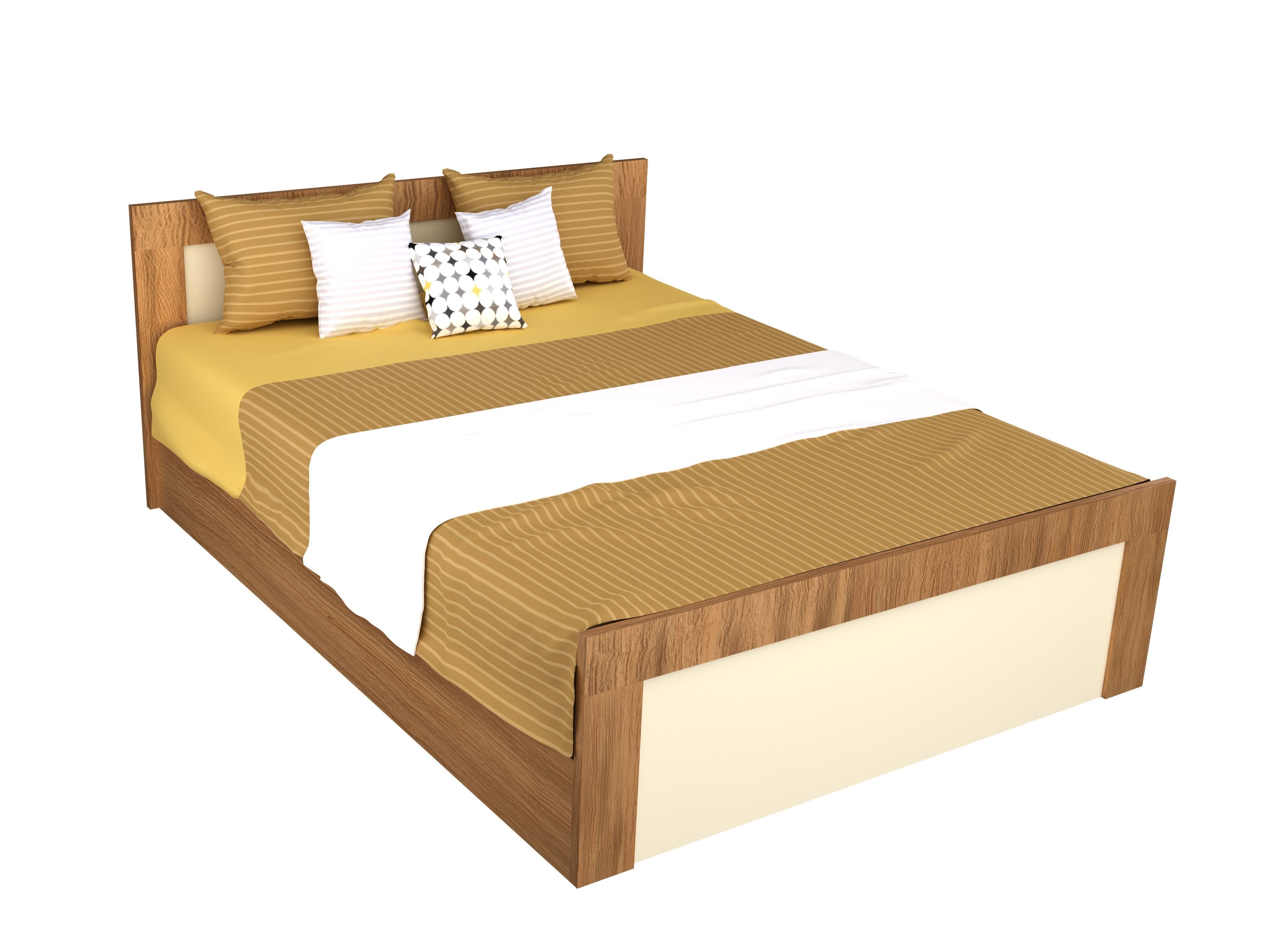 Bedroom furniture set Low-poly 3D model_9
