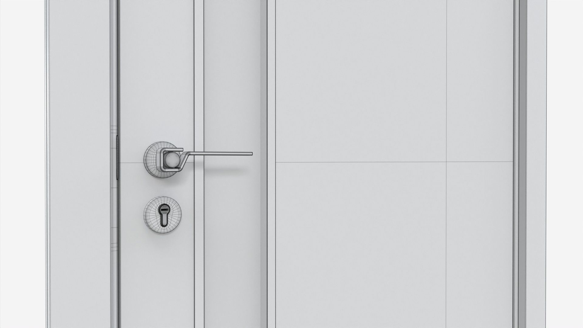 Modern Wooden Interior Door with Furniture 002 3D model_8