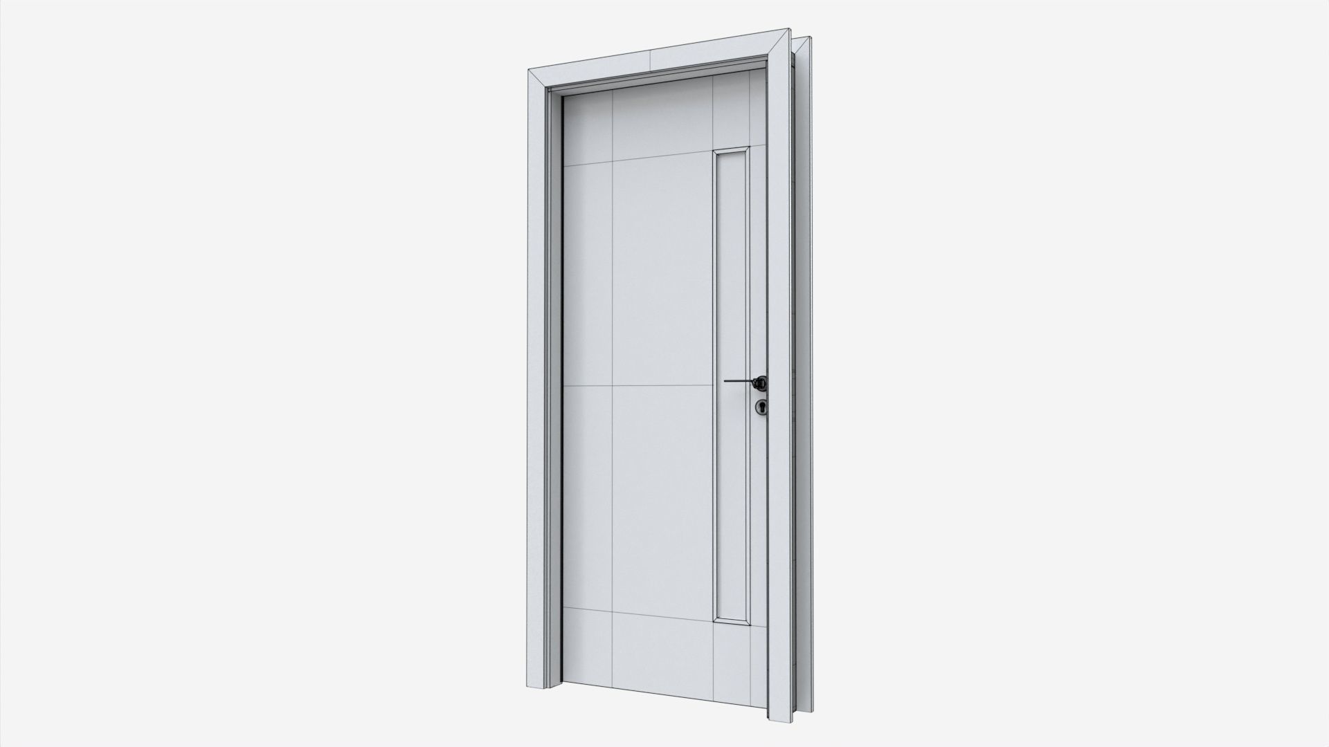 Modern Wooden Interior Door with Furniture 002 3D model_7